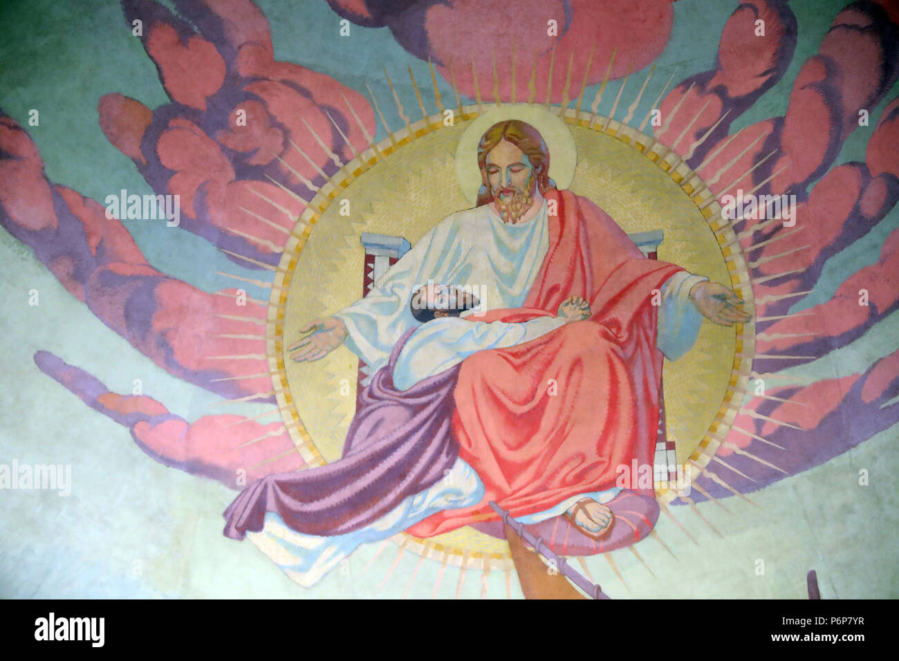 Der heilige Paulus Kirche. Das Leben des hl. Paulus. Gemälde von Maurice Denis. Genf. Die Schweiz. Stockfoto