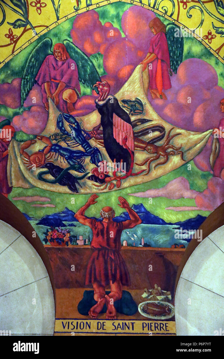 Der heilige Paulus Kirche. PeterÕs Vision bei Joppe von Georges de Traz. Genf. Die Schweiz. Stockfoto