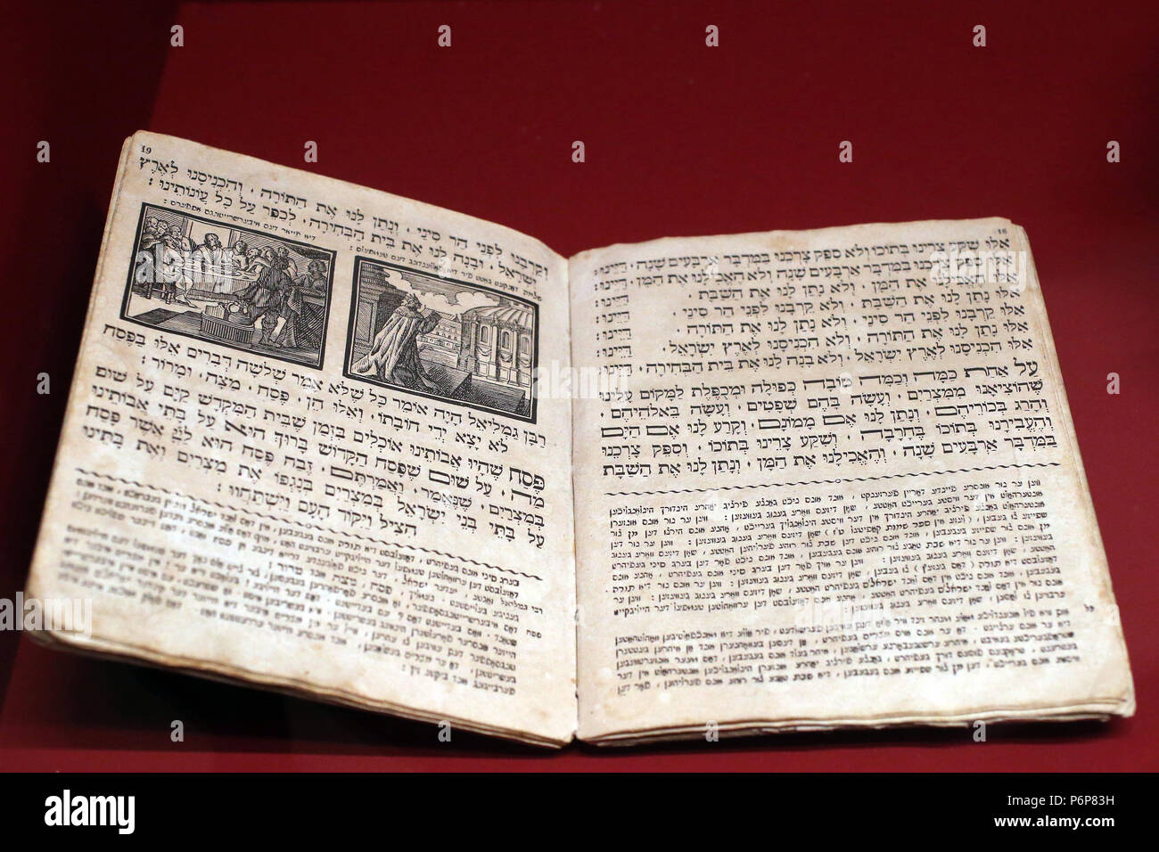 Das Jüdische Museum der Schweiz. Basel. Haggada. Einen jüdischen Text vorlegen, in dem die Ordnung des Passah Seder. Stockfoto