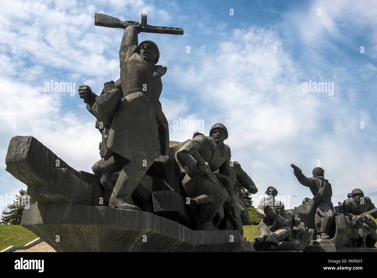 Die Rodina Mat sozialistischen Realismus' Statuen, Kiew. In der Ukraine. Stockfoto