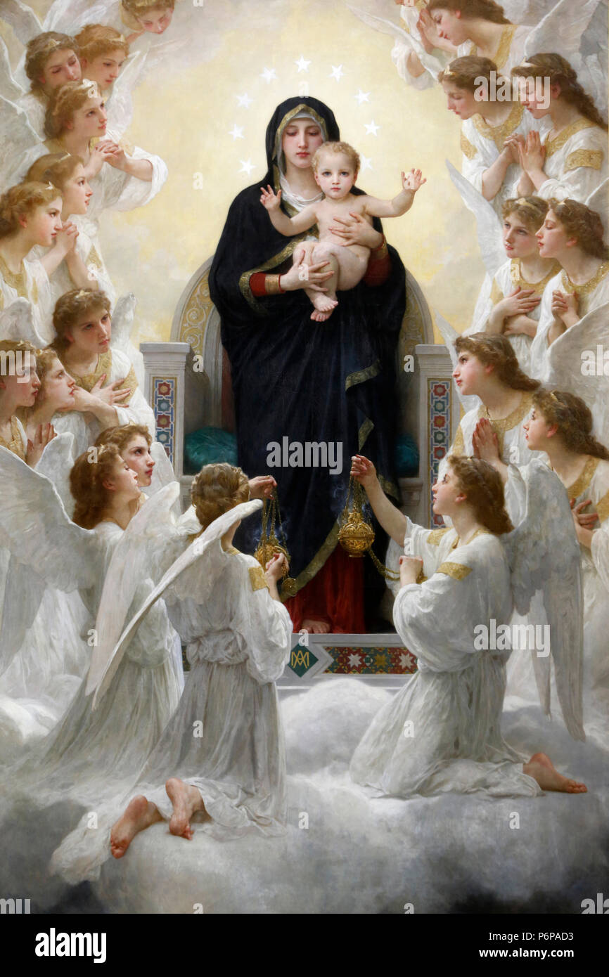 Petit Palais Museum, Paris, Frankreich. William Bouguereau, La Vierge Aux Anges (Virgin umgeben von Engeln), 1900, Öl auf Leinwand. Detail. Stockfoto