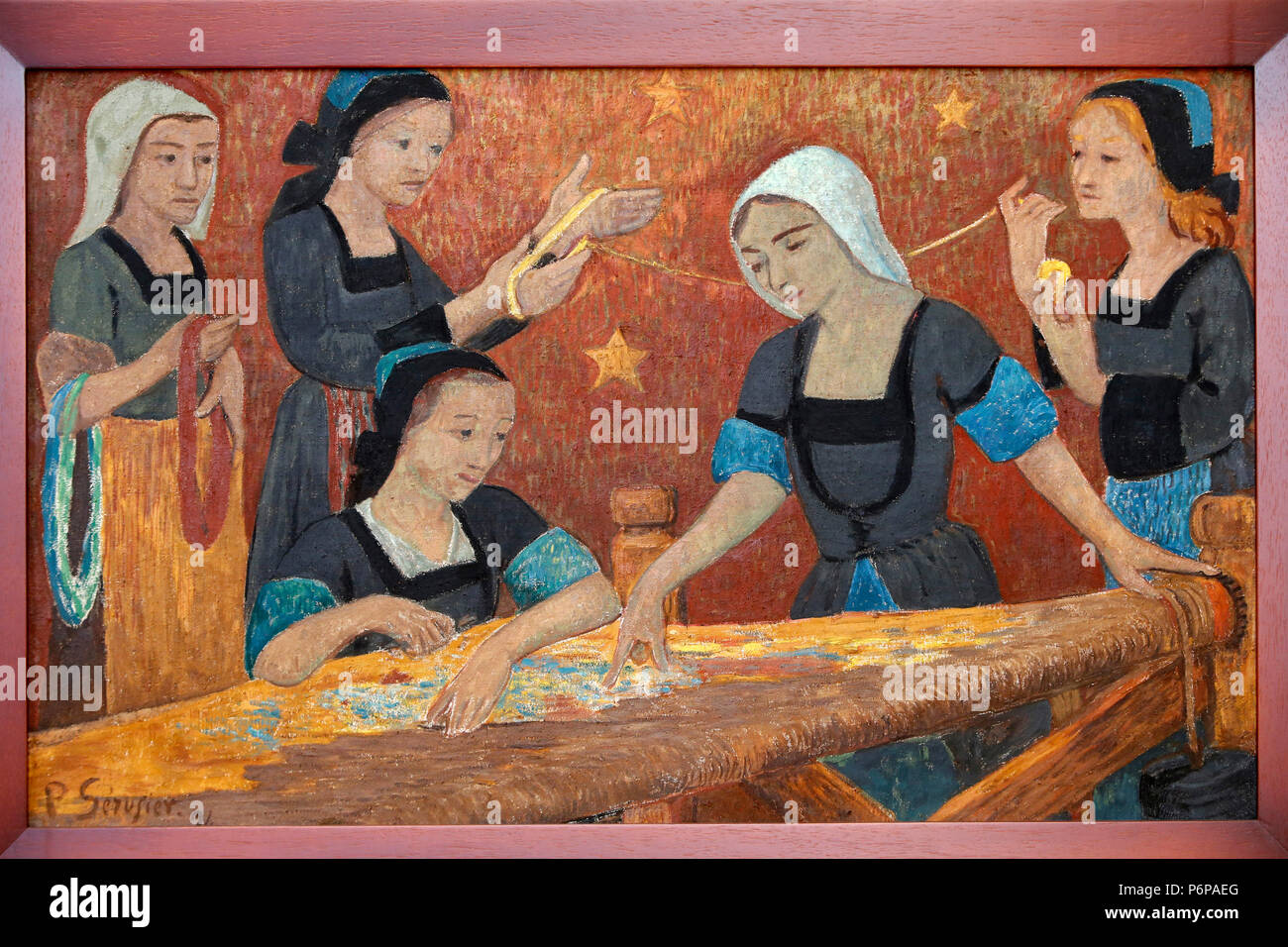 Petit Palais Museum, Paris, Frankreich. Paul SŽrusier, La Tapisserie (Les cinq tisseuses), (der Tapisserie, die fünf Weber), 1924, Öl auf Leinwand. Stockfoto