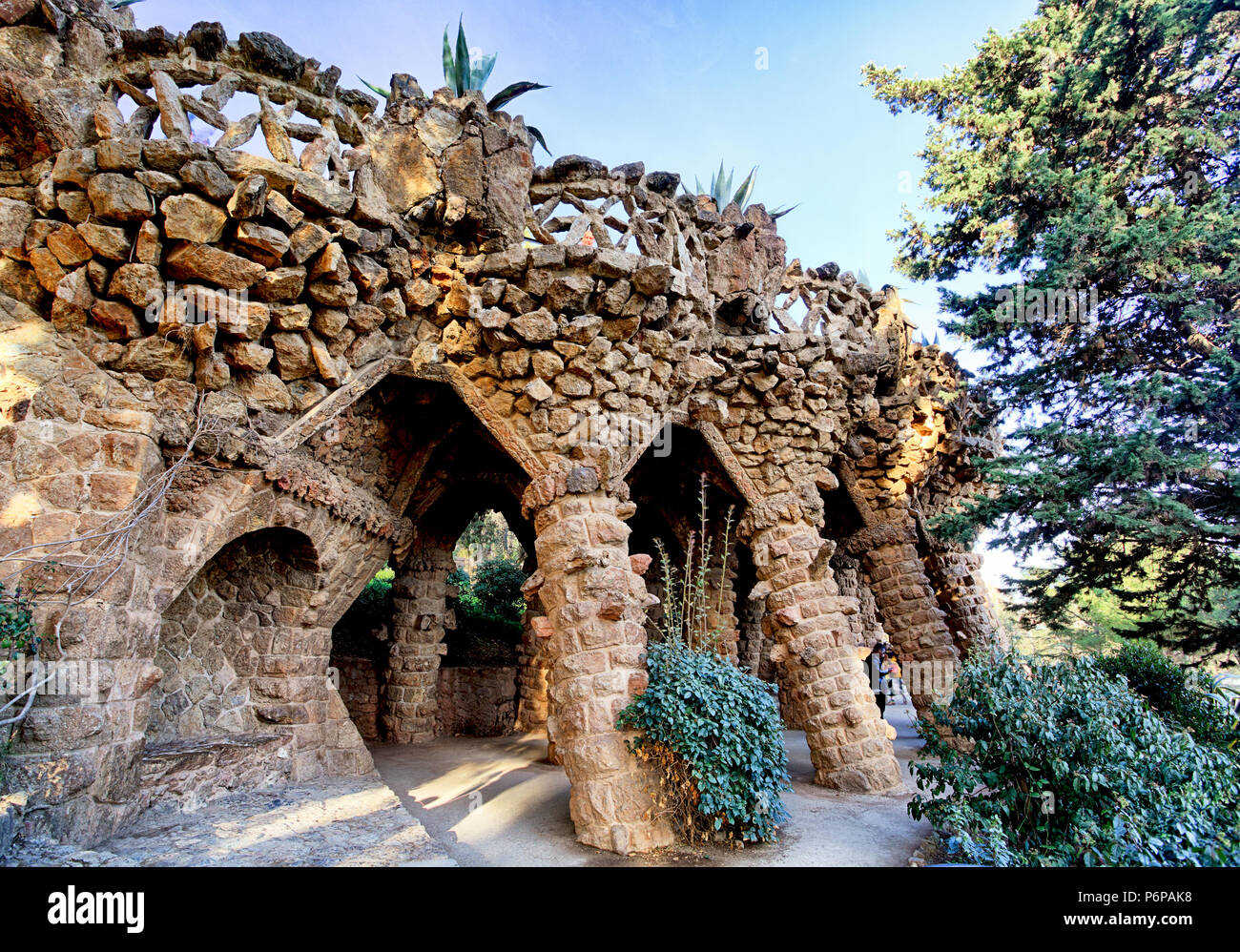 Park Güell in Barcelona, niemand. Stockfoto