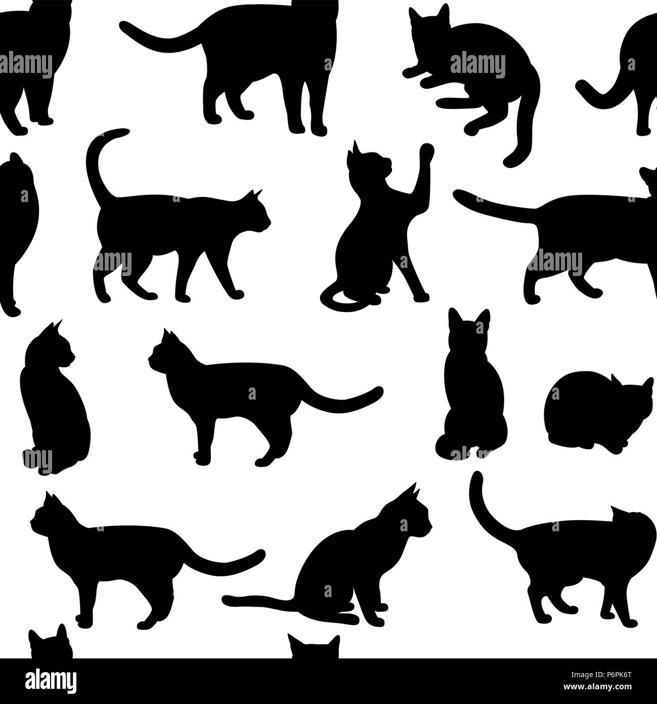 Nahtlos, mit schwarzer Katze (kann wiederholt und in jede Größe skaliert werden) Stock Vektor