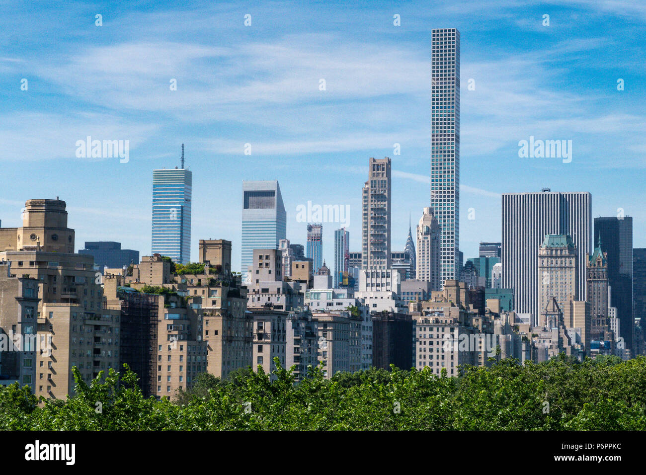 Skyline von New York mit Central Park im Vordergrund, NYC, USA Stockfoto