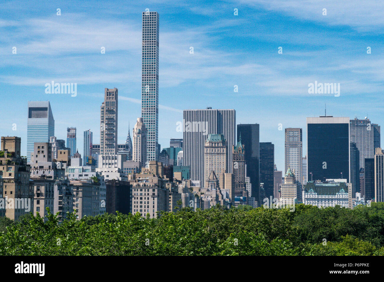 Skyline von New York mit Central Park im Vordergrund, NYC, USA Stockfoto