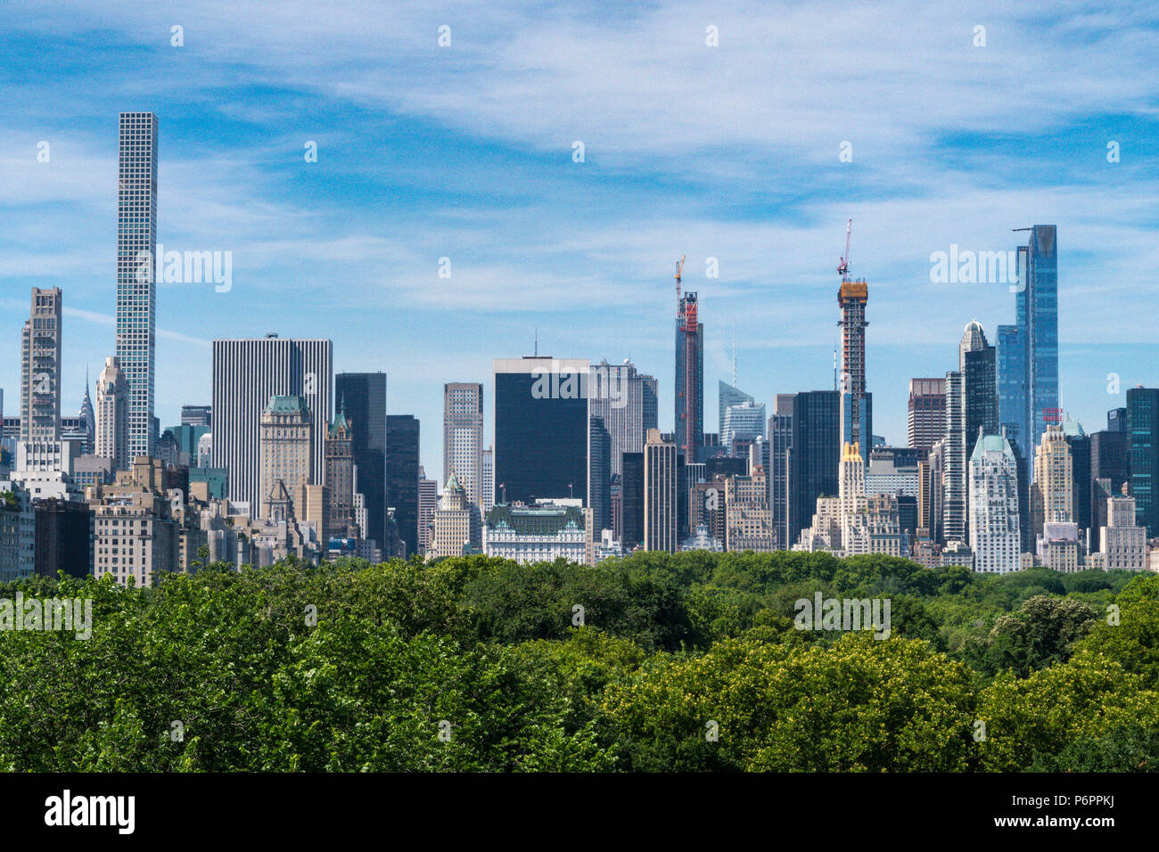 Skyline von New York mit Central Park im Vordergrund, NYC, USA Stockfoto