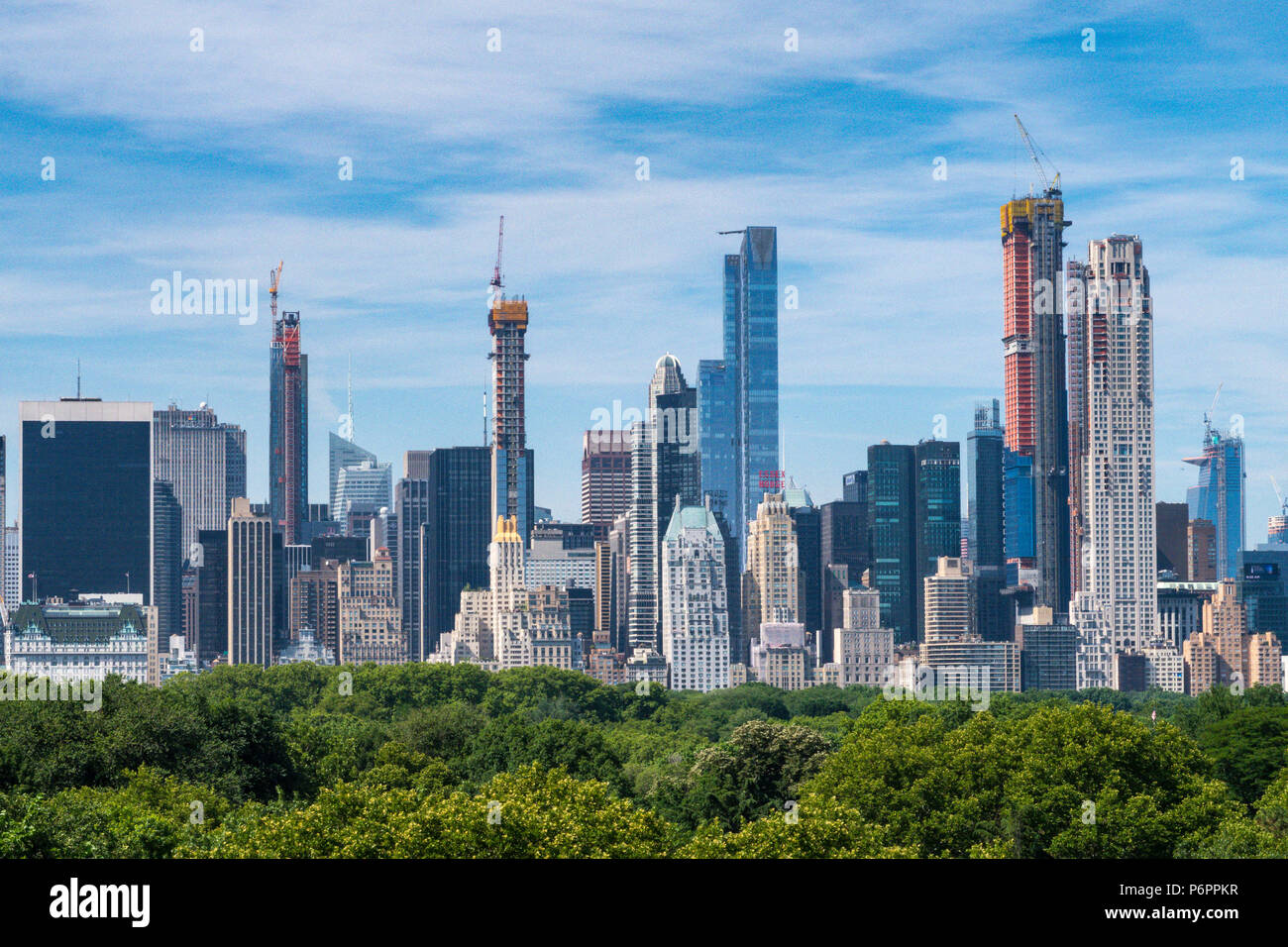 Skyline von New York mit Central Park im Vordergrund, NYC, USA Stockfoto