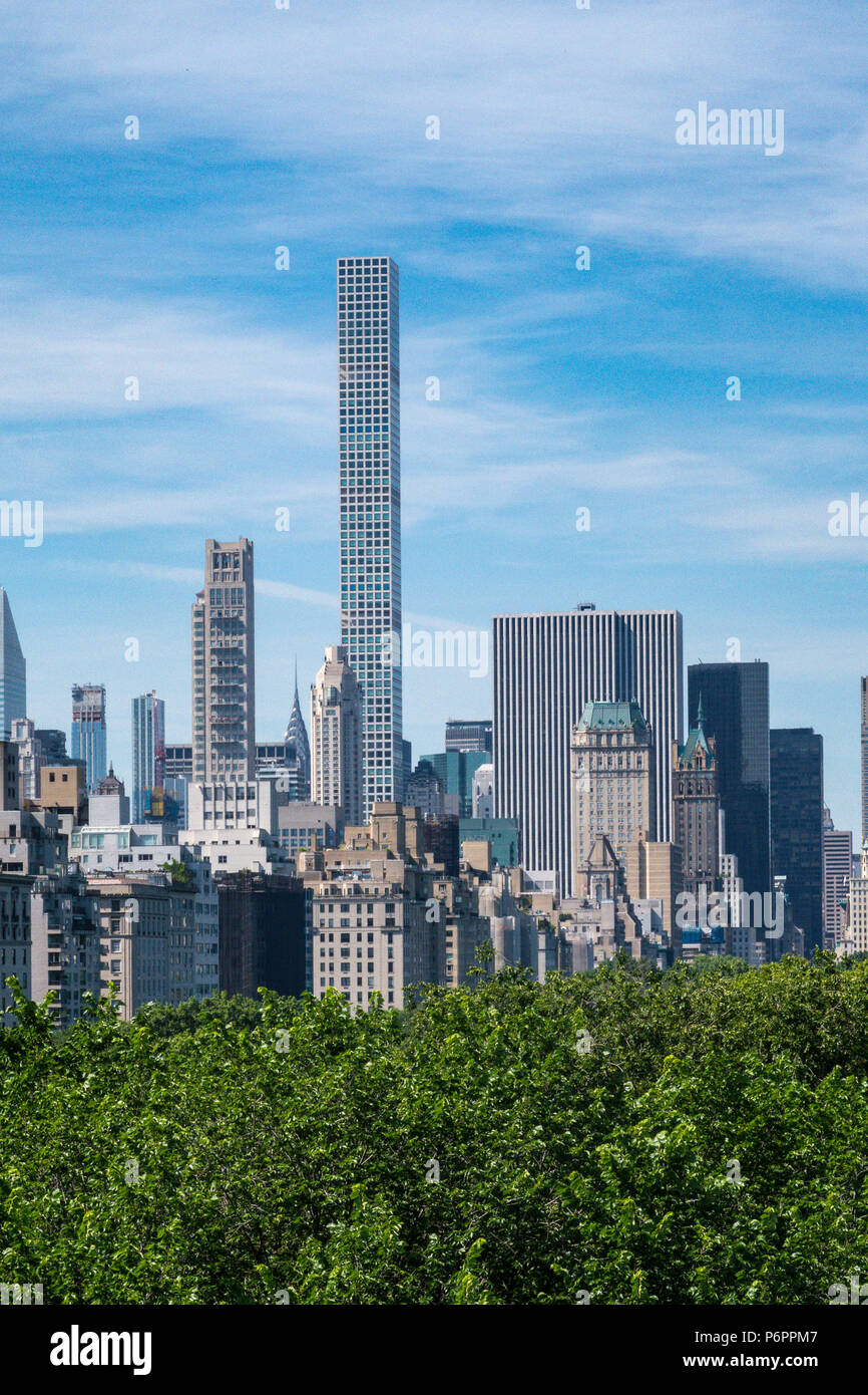 Skyline von New York mit Central Park im Vordergrund, NYC, USA Stockfoto