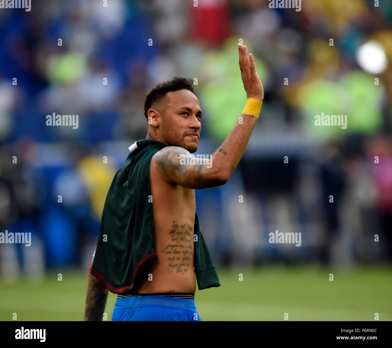 SAMARA - Russland - Juli 02, 2018: WM-Fußballspiel zwischen Brasilien und Mexiko in SAMARA ARENA Stockfoto