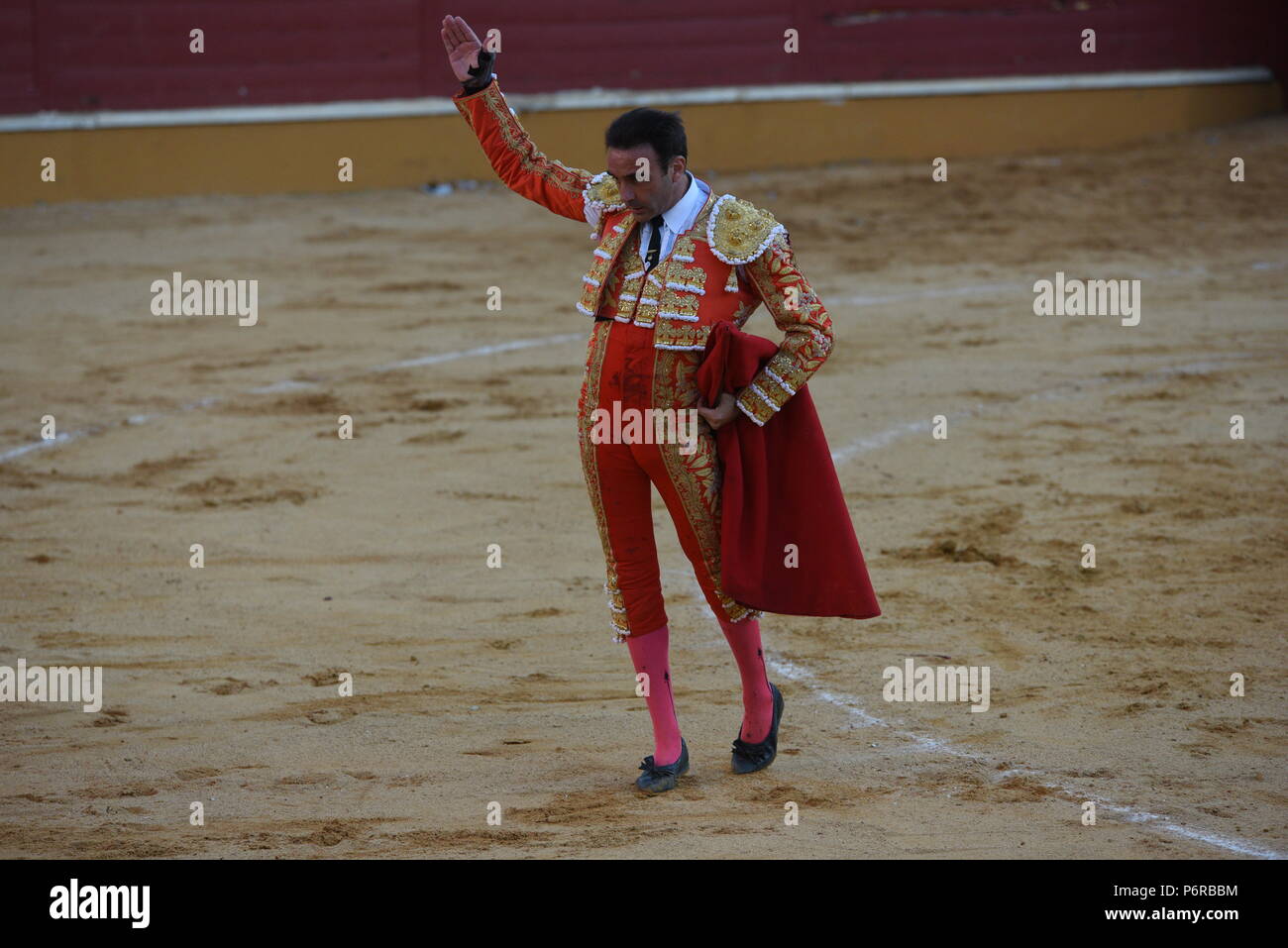 Soria, Spanien. 01. Juli, 2018. Spanische Stierkämpfer Enrique Ponce bei einem Stierkampf im 'La Chata - Stierkampfarena in Soria, im Norden von Spanien. Credit: Jorge Sanz/Pacific Press/Alamy leben Nachrichten Stockfoto