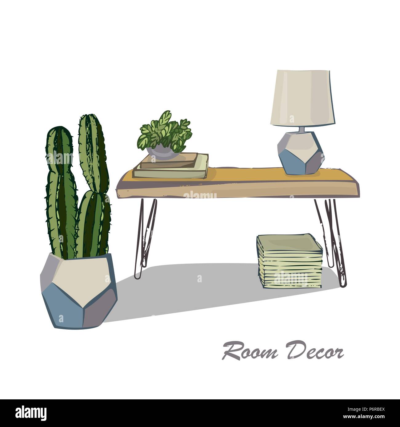 Interior Design Illustration Skizze Flach Moderne Elemente