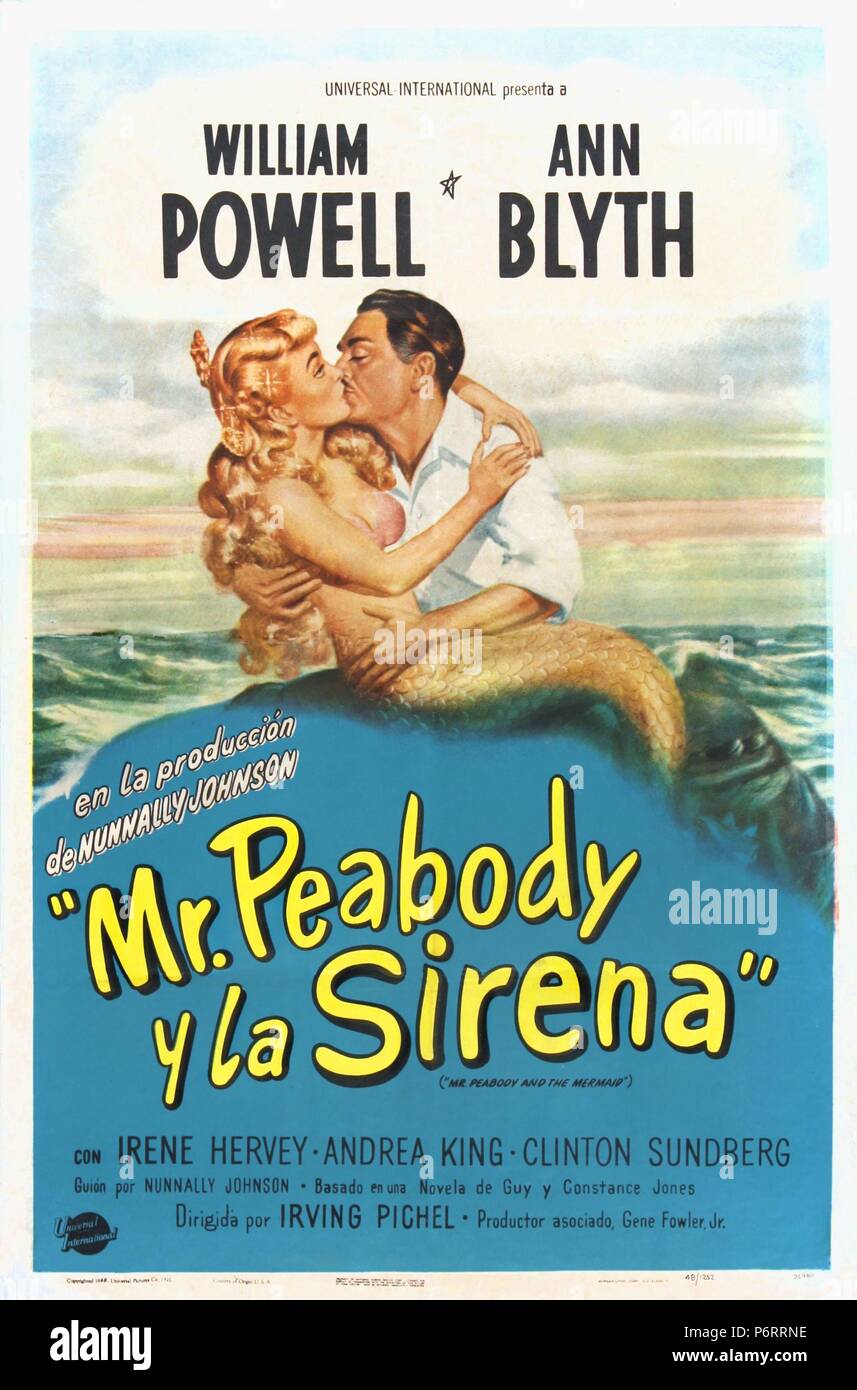 Herr Peabody und die Meerjungfrau Jahr: 1948 USA Regie: Irving Pichel Ann Blyth, William Powell Poster (Sp) Stockfoto