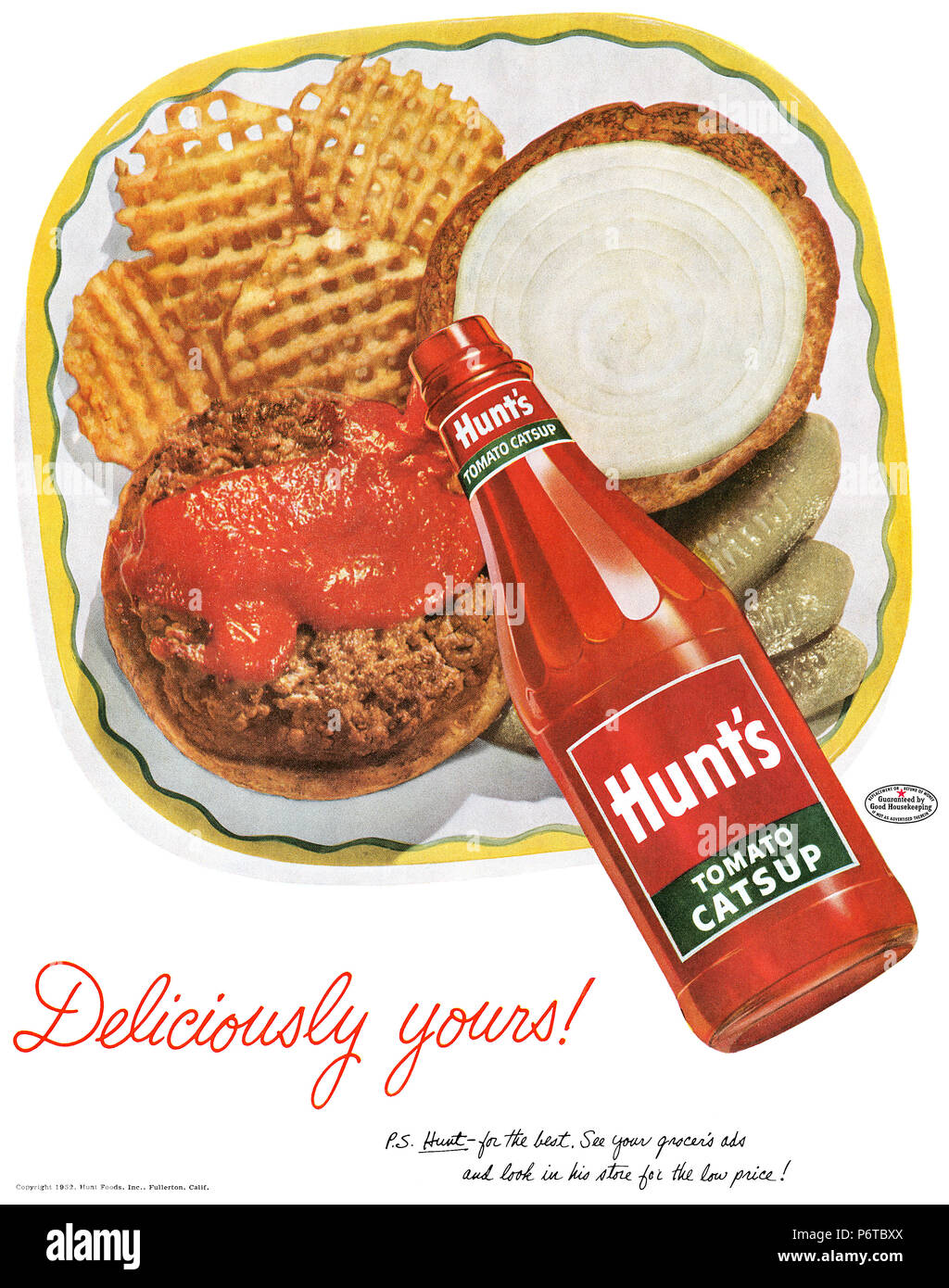 1952 US-Werbung für Hunt's Tomato Catsup. Stockfoto
