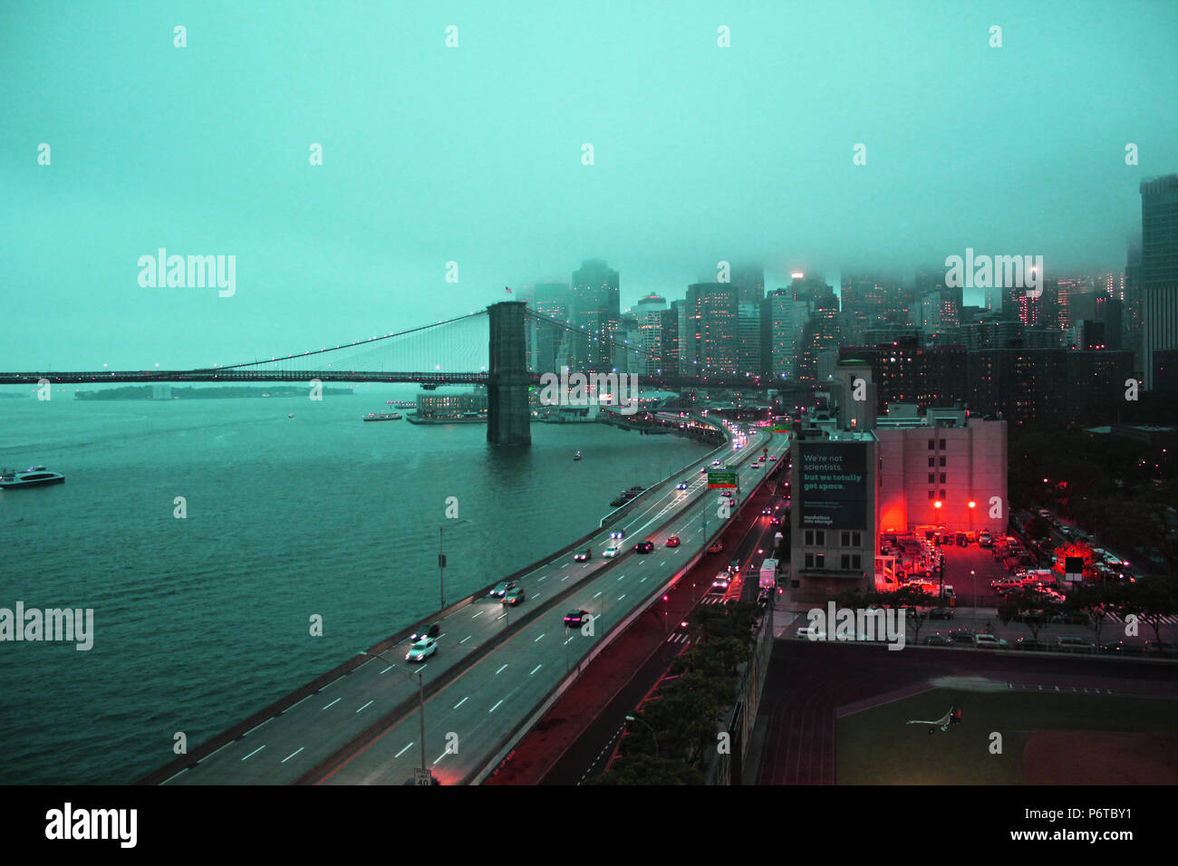 Blick auf Manhattan Bridge, NY Stockfoto