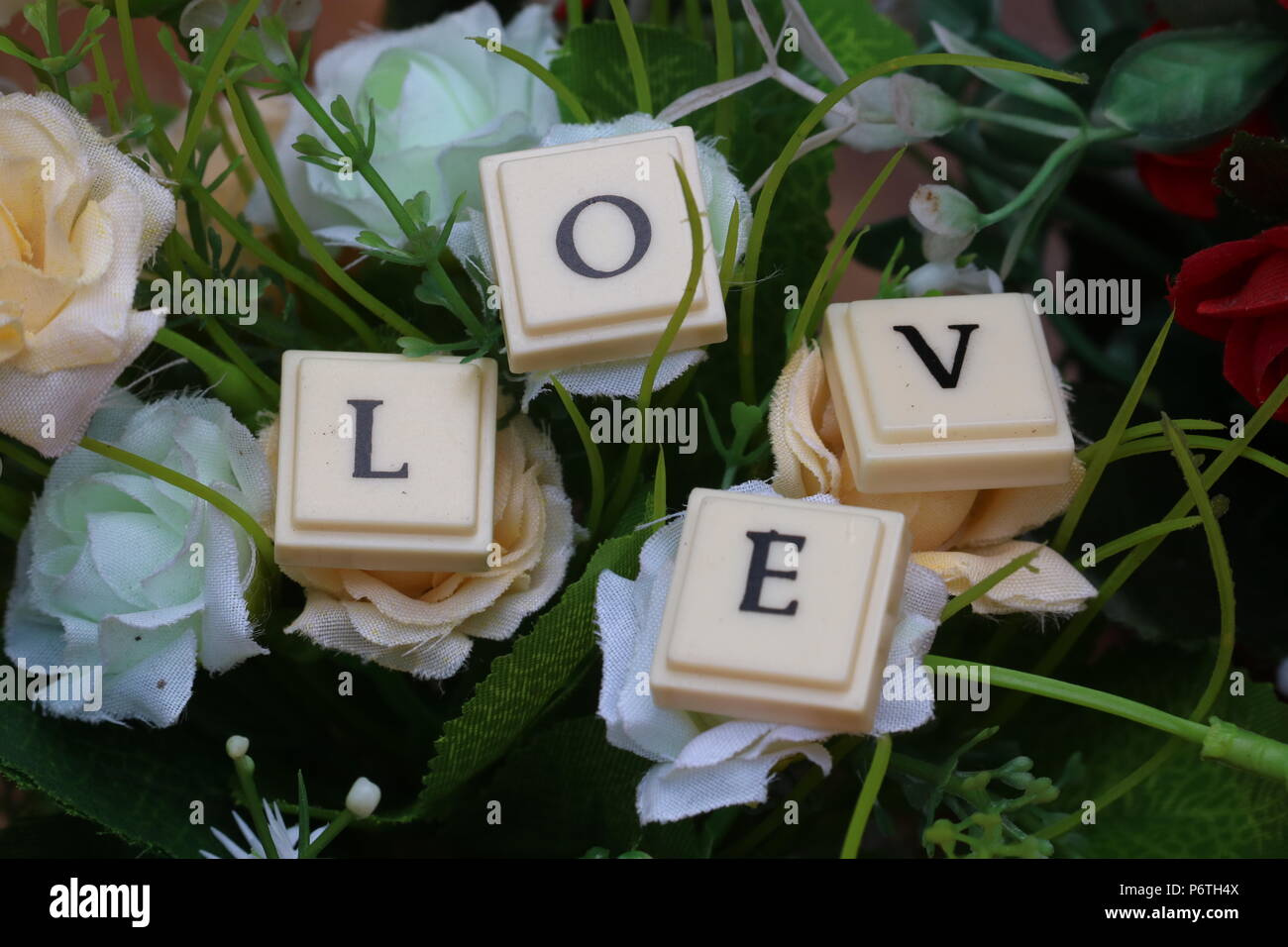 Liebe (Buchstaben, Wörter) Stockfoto