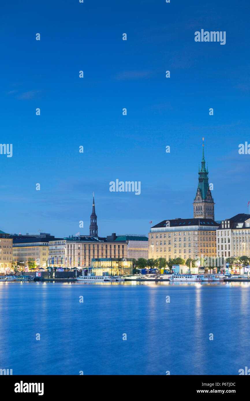 Skyline von See Binnenalster, Hamburg, Deutschland Stockfoto