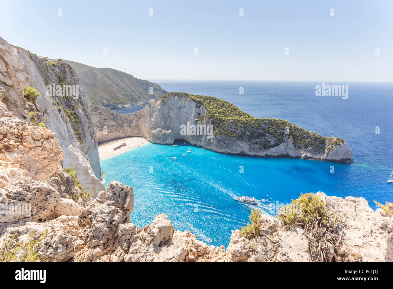 Ansicht der berühmten Shipwreck Beach. Zakynthos, griechische Inseln, Griechenland Stockfoto
