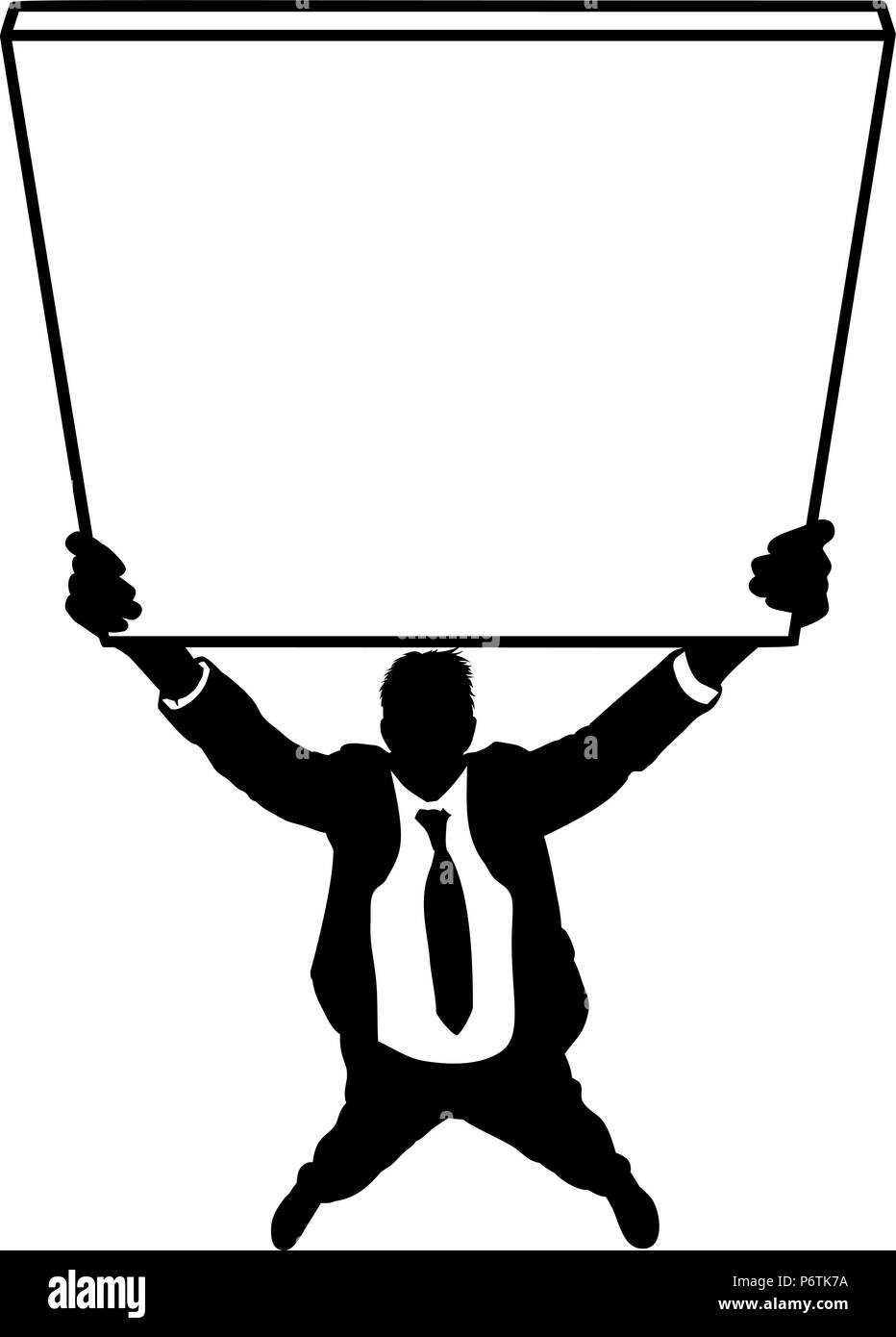 Business Mann hält Schild Silhouette Stock Vektor