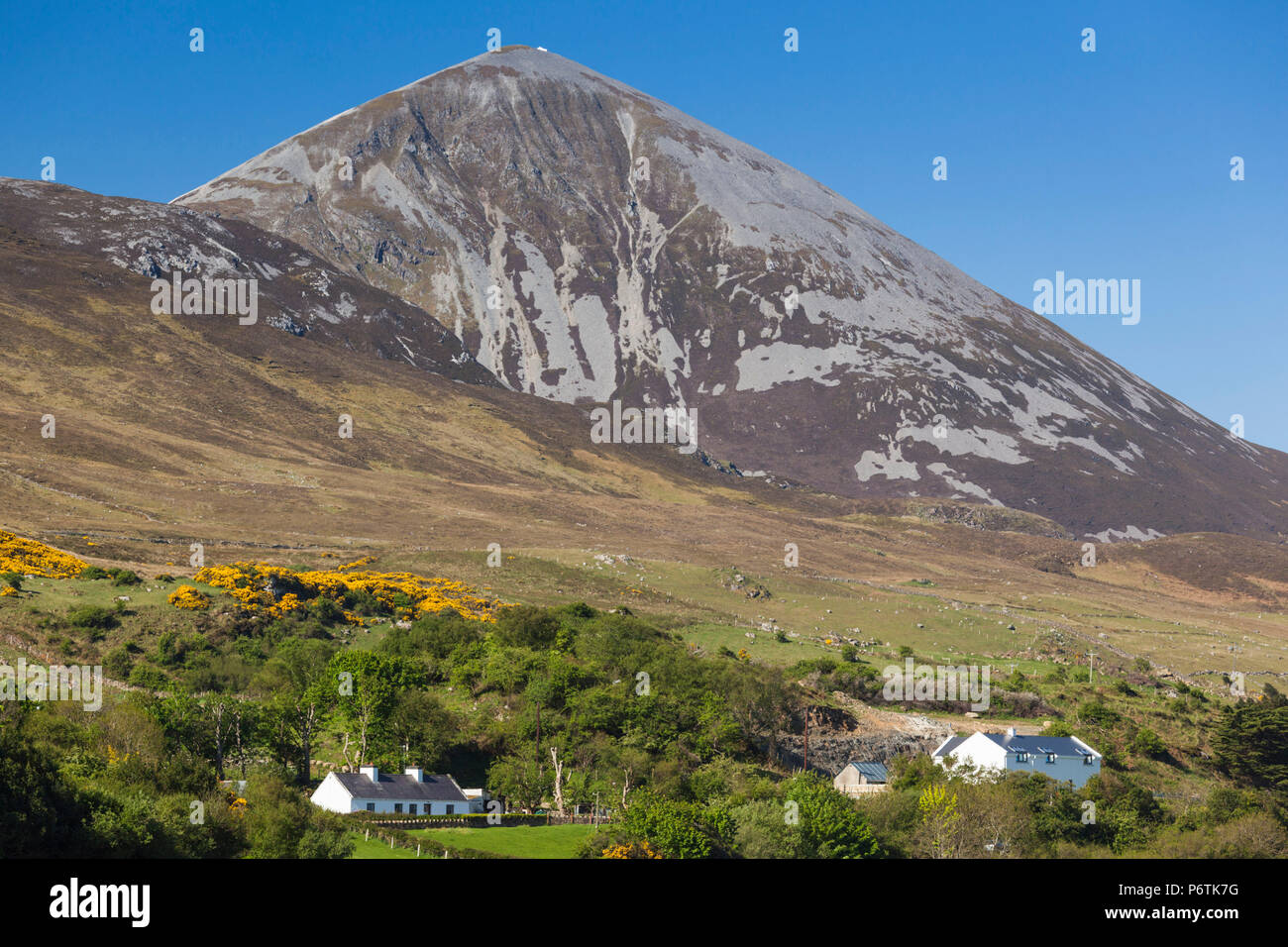 Irland, County Mayo, Murrisk, Blick auf den heiligen Berg Croagh Patrick Stockfoto