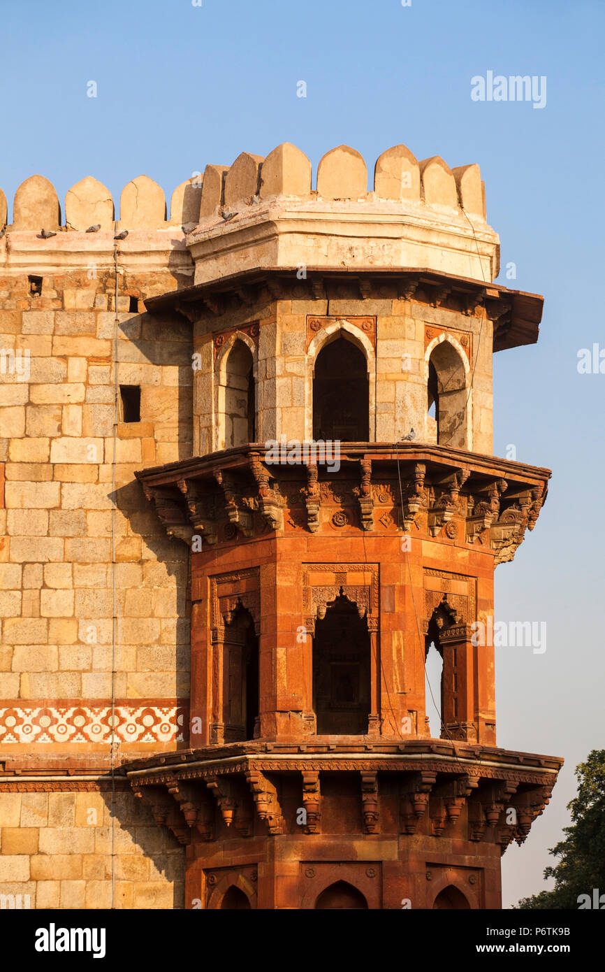 Indien, Delhi, Purana Quila - Old Fort, Qila - e-Kutiha Moschee gebaut von Sher Shah Stockfoto