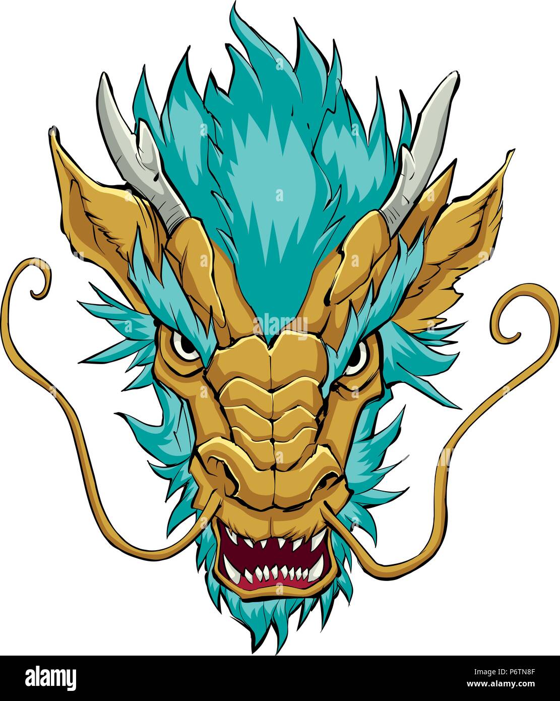 Chinese Dragon Head Gold Stock Vektor