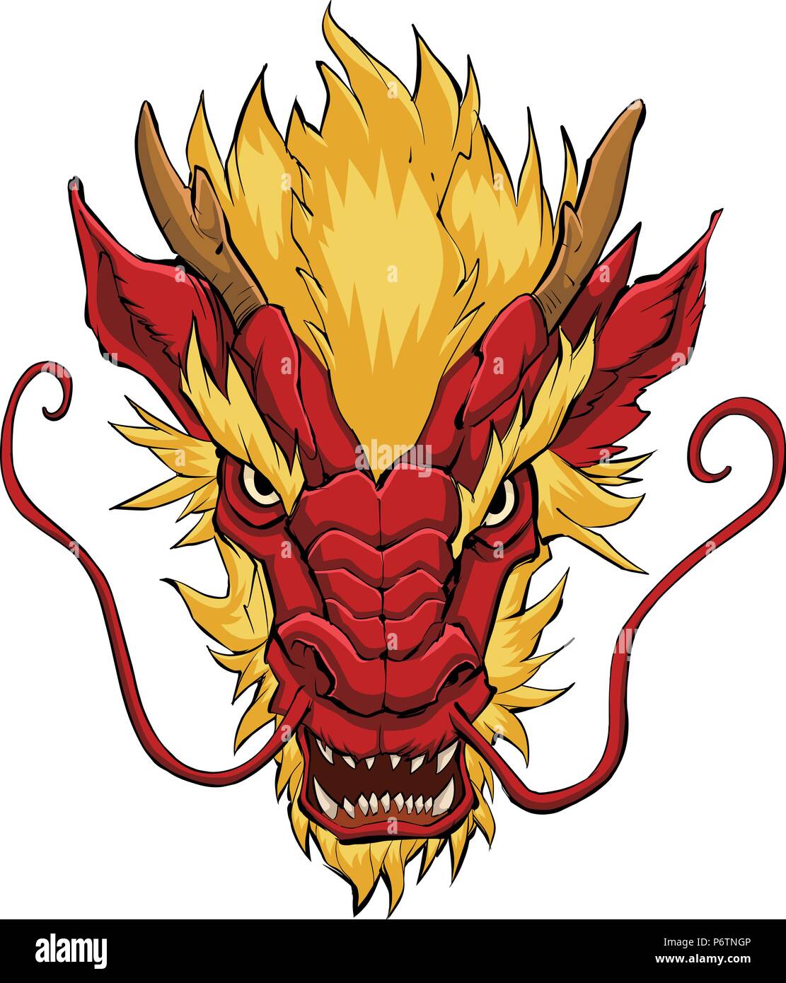 Chinese Dragon Head Red Stock Vektor