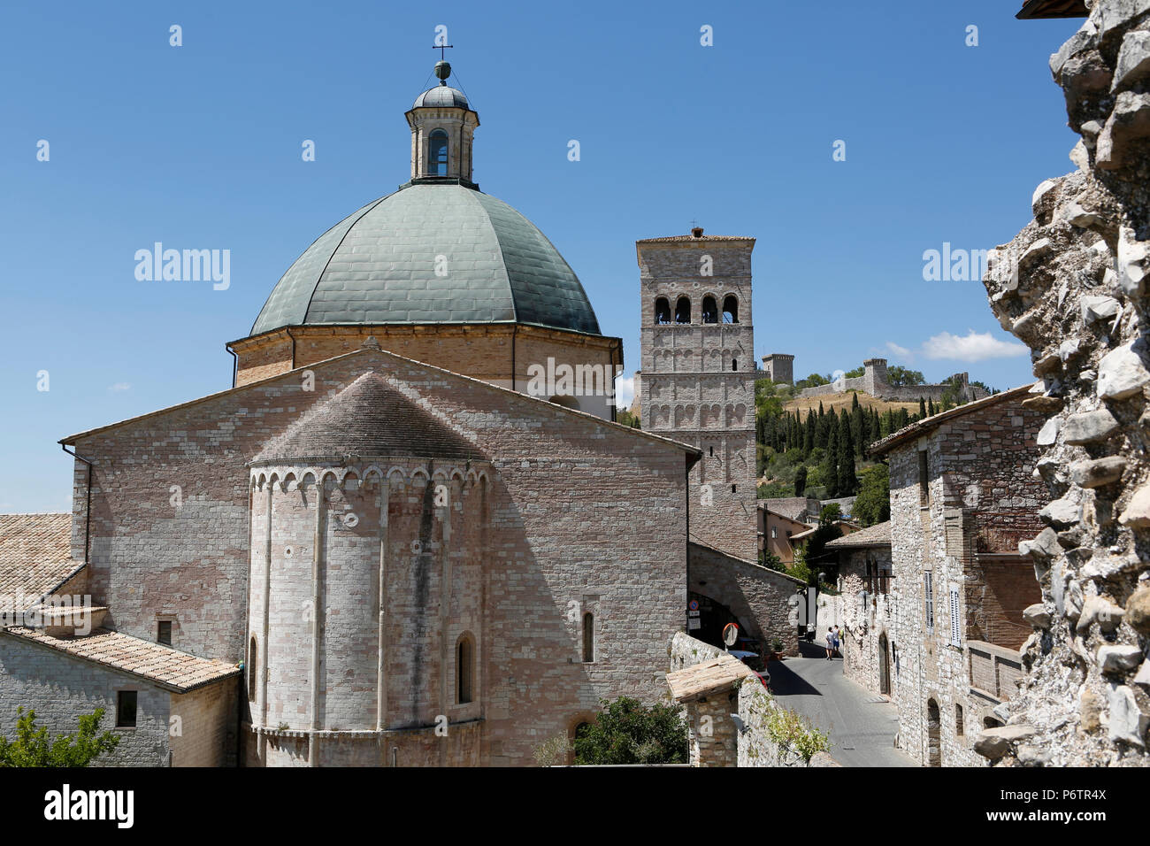 La Kathedrale San Rufino von hinten, Assisi, Umbrien, Italien, Europa, Assisi, Umbrien, Italien, Europa Stockfoto
