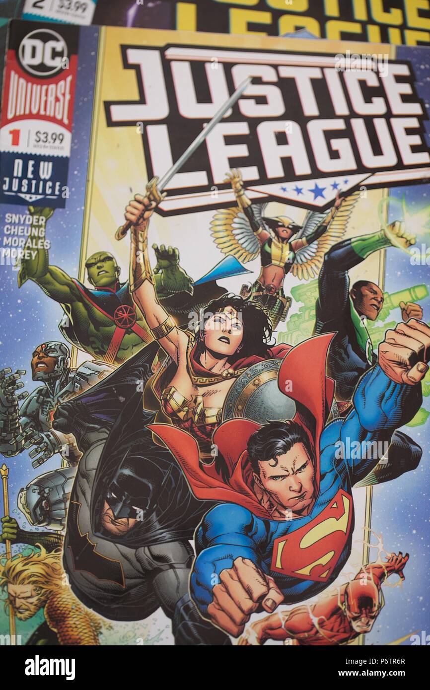 Justice League Superhelden Comics Stockfoto