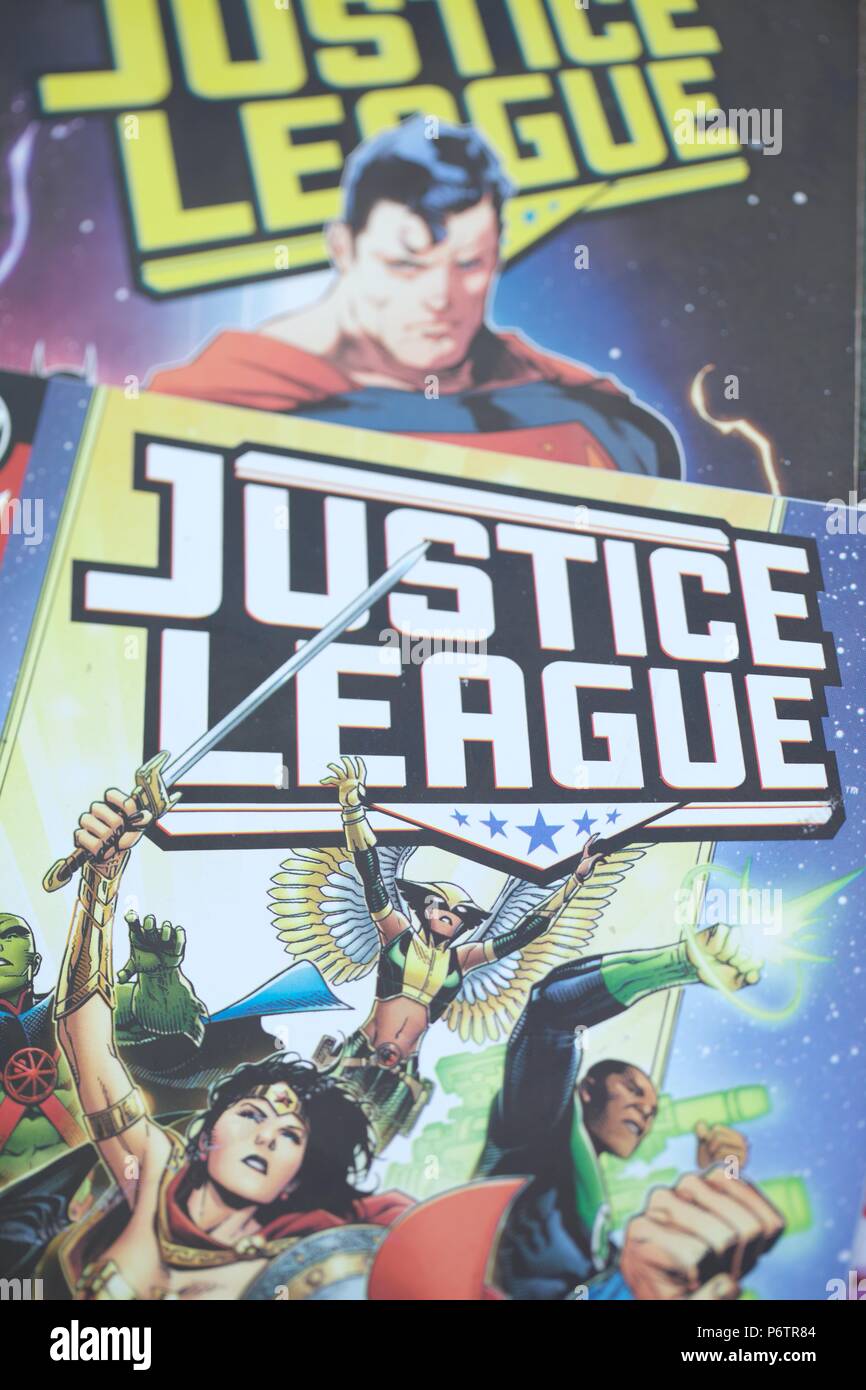 Justice League Superhelden Comics Stockfoto