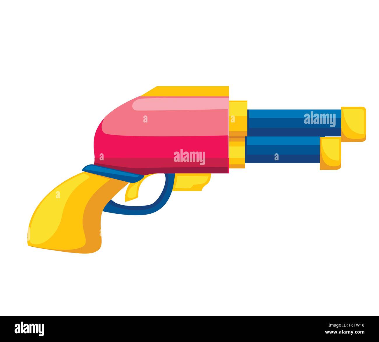 Cartoon gun. Flache Vektor bunte Spielzeug. Space Laser Gewehr Design. Vector Illustration auf weißem Hintergrund. Stock Vektor