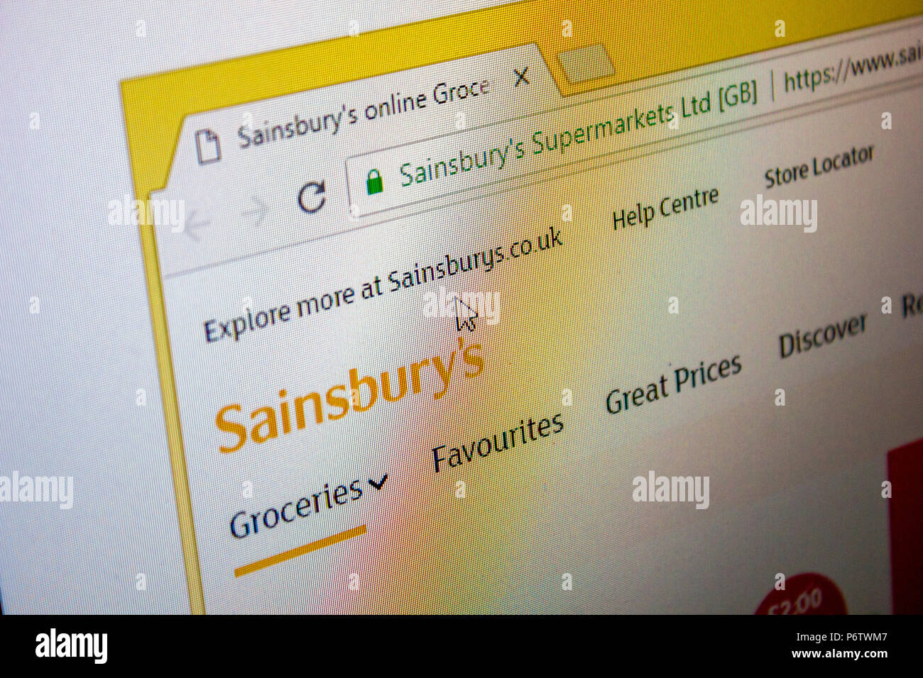 Website - Sainsbury Stockfoto