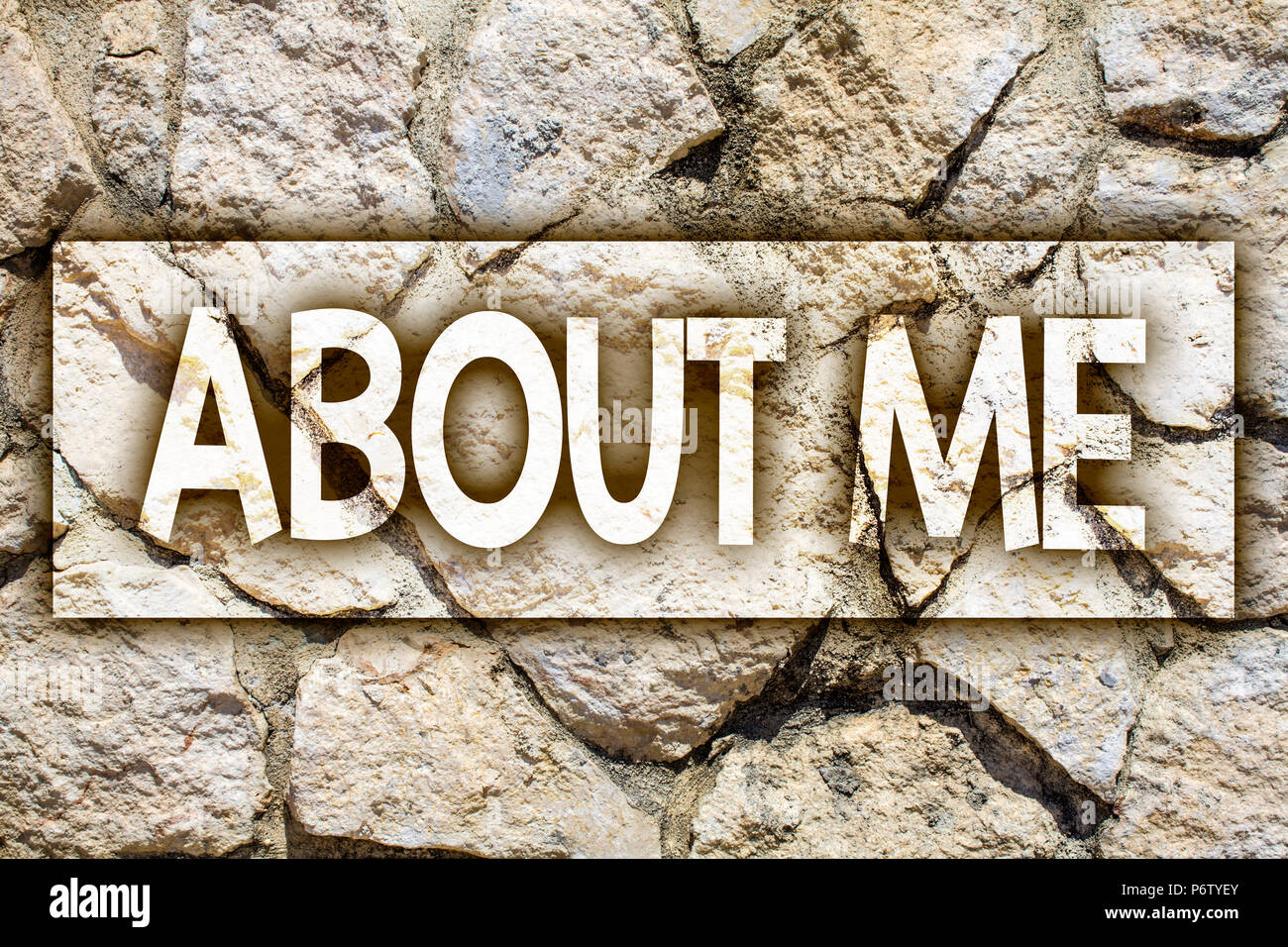 Schreiben Hinweis Ubersicht Uber Mich Business Foto Prasentation Personlichkeit Verhalten Haltung Charakter Individuelle Etikette Weise Ideen Nachricht Stone Ston Stockfotografie Alamy