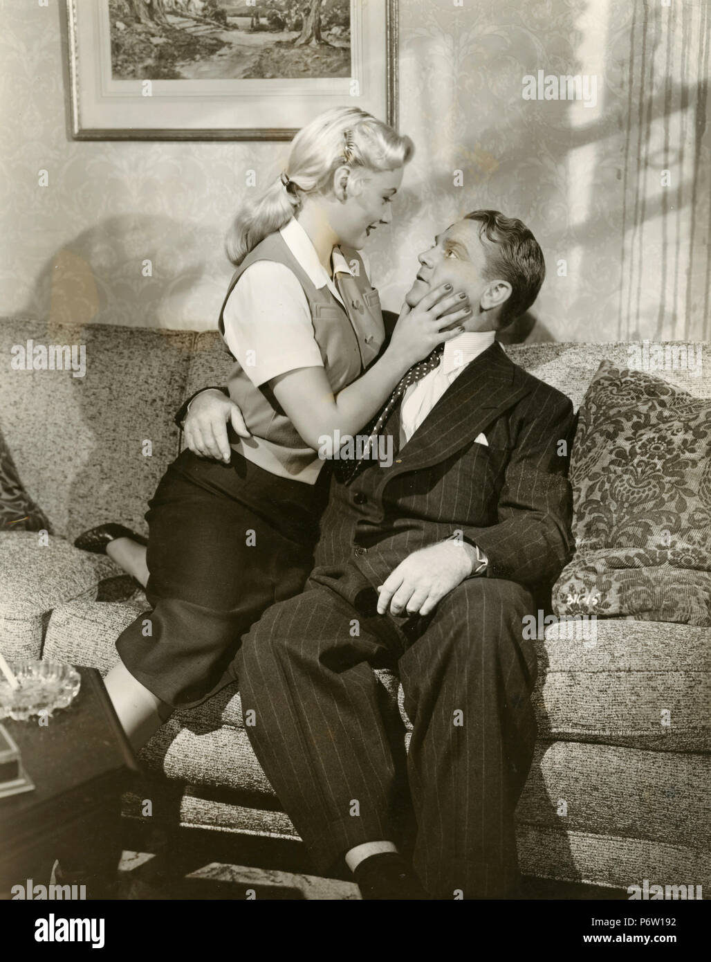 Schauspieler James Cagney und Barbara Payton in den Film morgen Goobye, 1950 Kiss Stockfoto