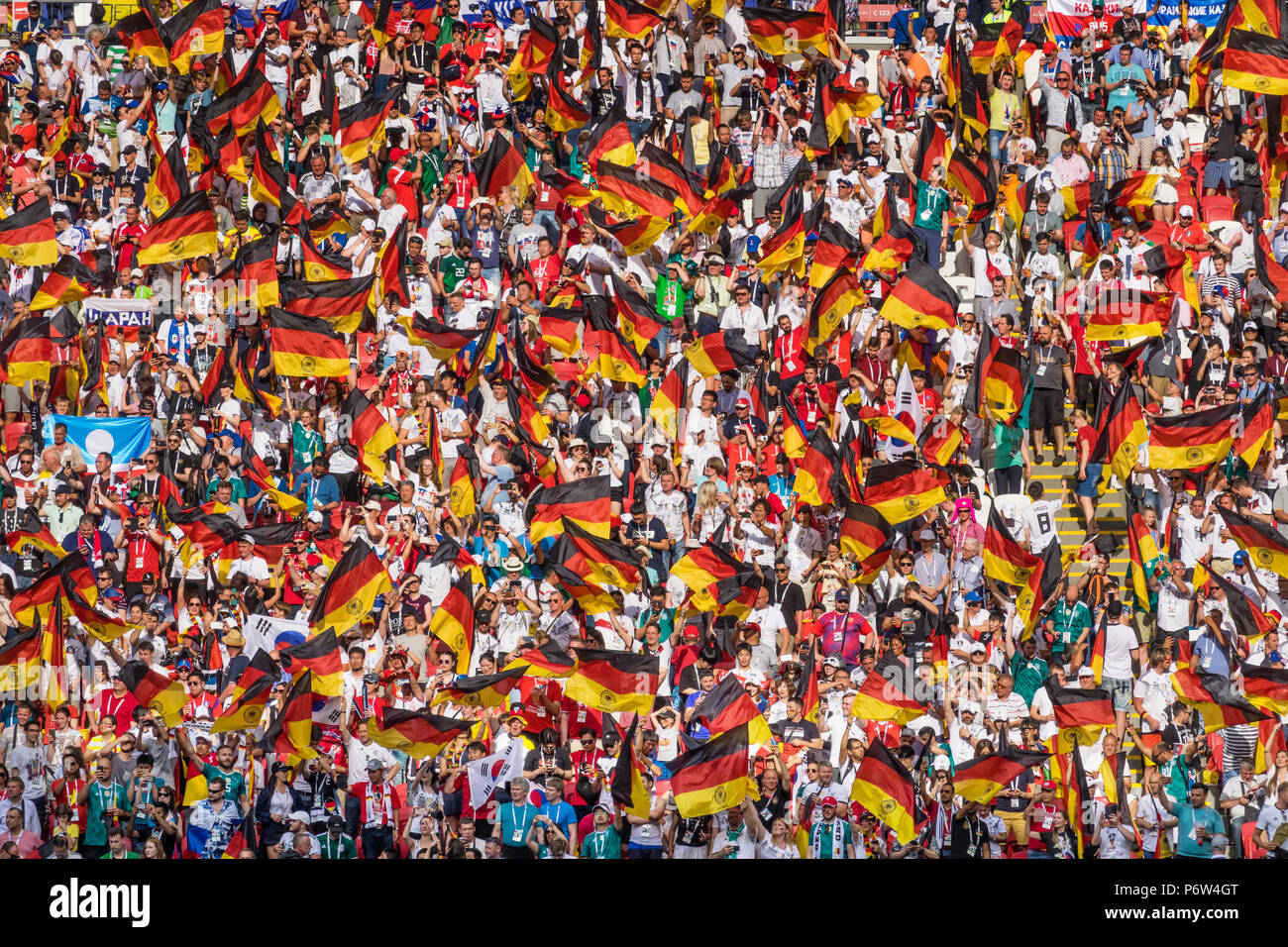 Deutsche Fußballfans während der FIFA WM 2018 in Russland Stockfoto