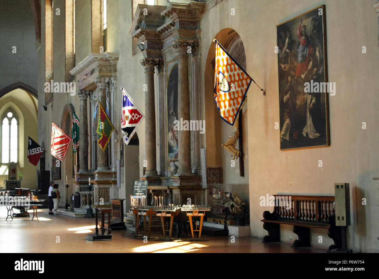 Banner in der Kirche Palio di Siena, Toskana, Italien Stockfoto