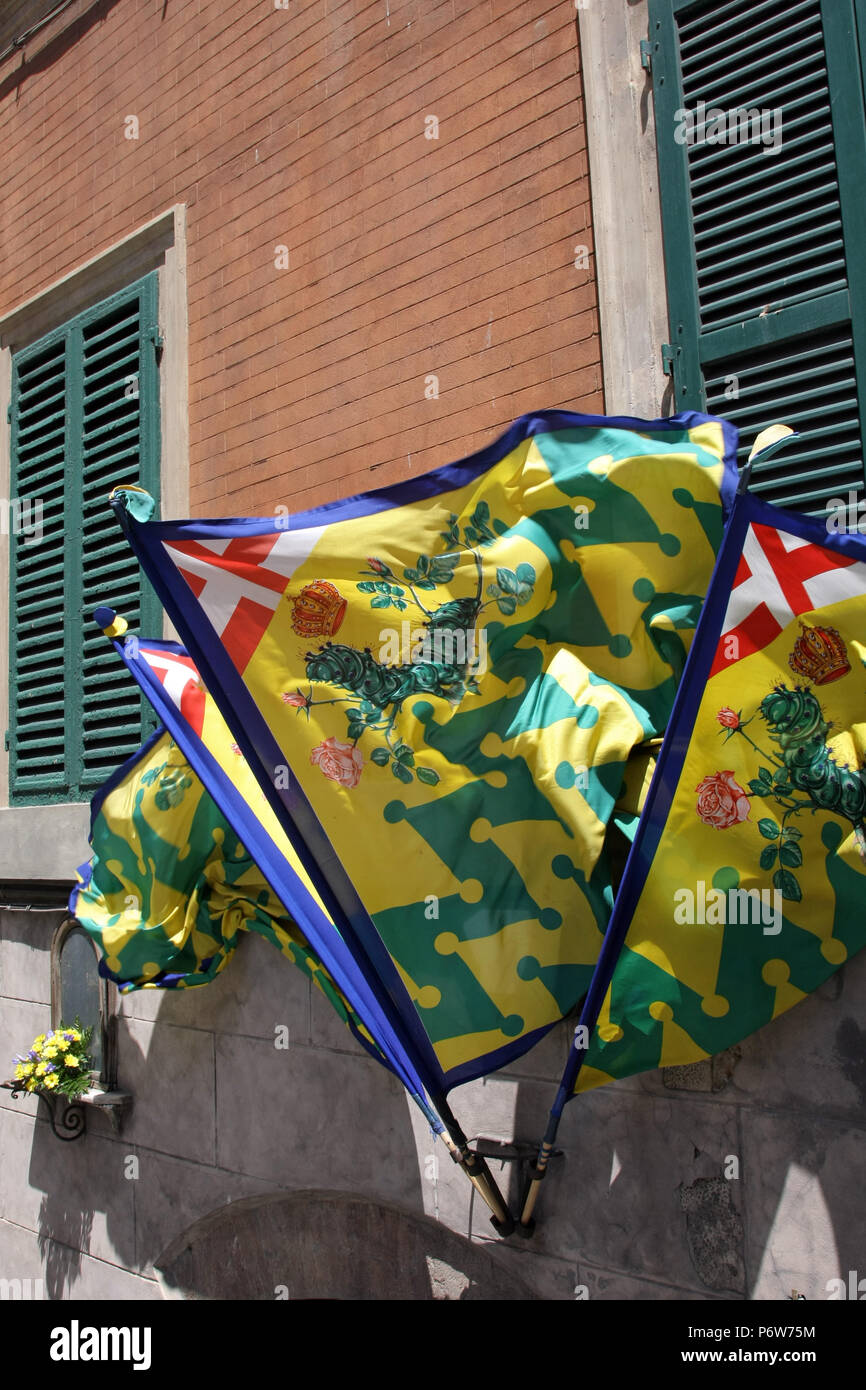 Banner als Teil der Palio di Siena, Toskana - Italien Stockfoto
