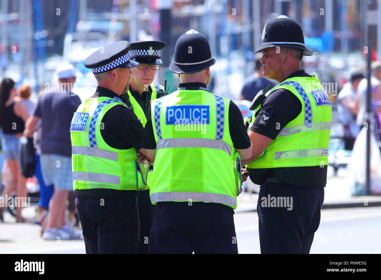 Polizeibeamte im Dienst von Scarborough Streitkräfte Tag Veranstaltung. Stockfoto