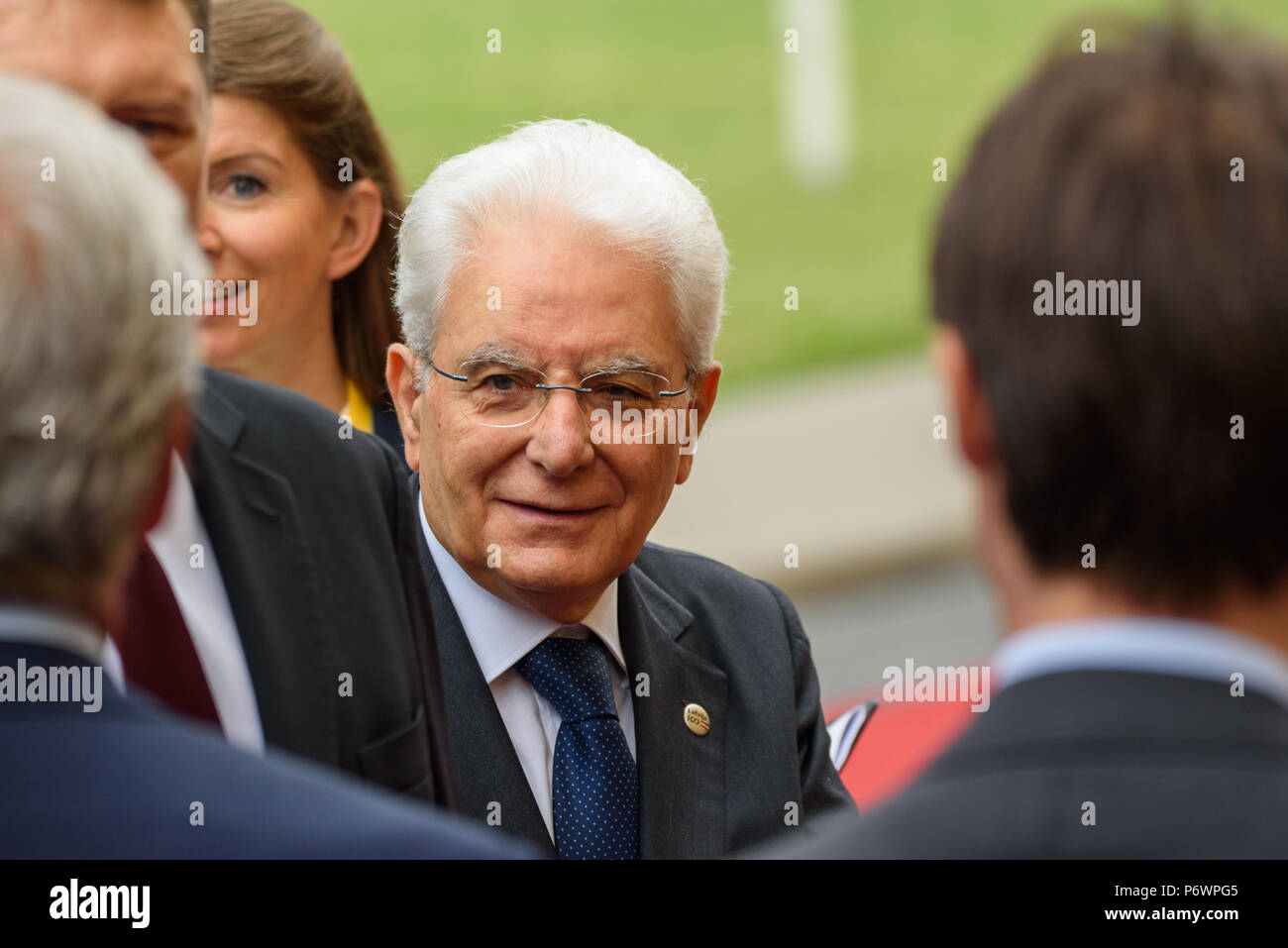 Riga, Lettland. 3. Juli 2018. Der italienische Präsident Sergio Mattarella und Frau Laura Mattarella kommt für Staatsbesuch in Riga, Lettland. Credit: gints Ivuskans/Alamy leben Nachrichten Stockfoto