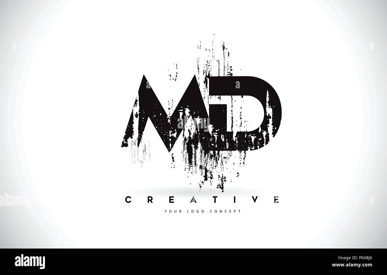 MD M D Grunge Brush Schreiben Logo Design in Schwarz Farben. Kreative Bürste Buchstaben Vector Illustration. Stock Vektor