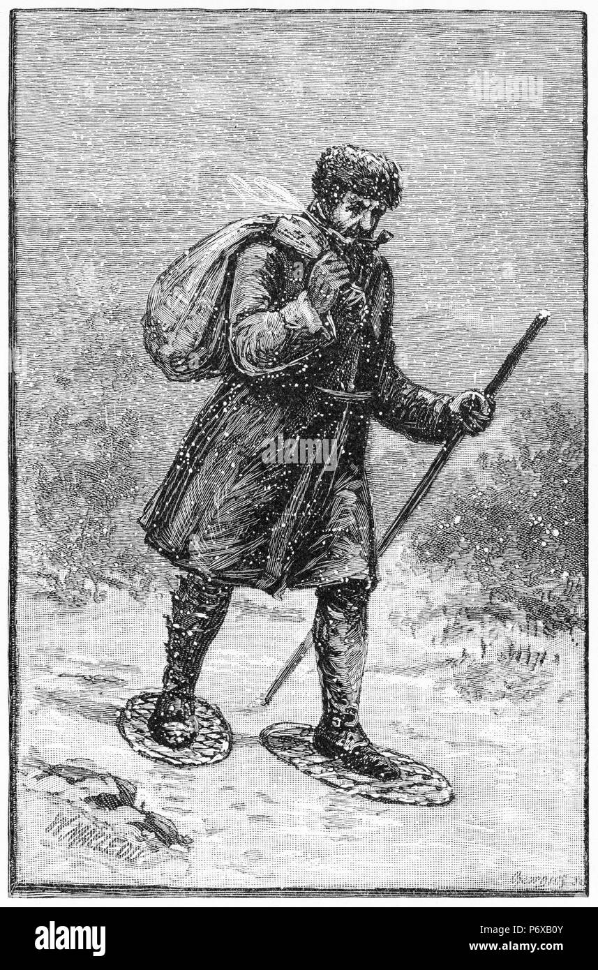 Gravur einer mailman Buchstaben, die in der viktorianischen Alpen, Australien. Von der malerischen Atlas von Australasien Vol. 2, 1886 Stockfoto