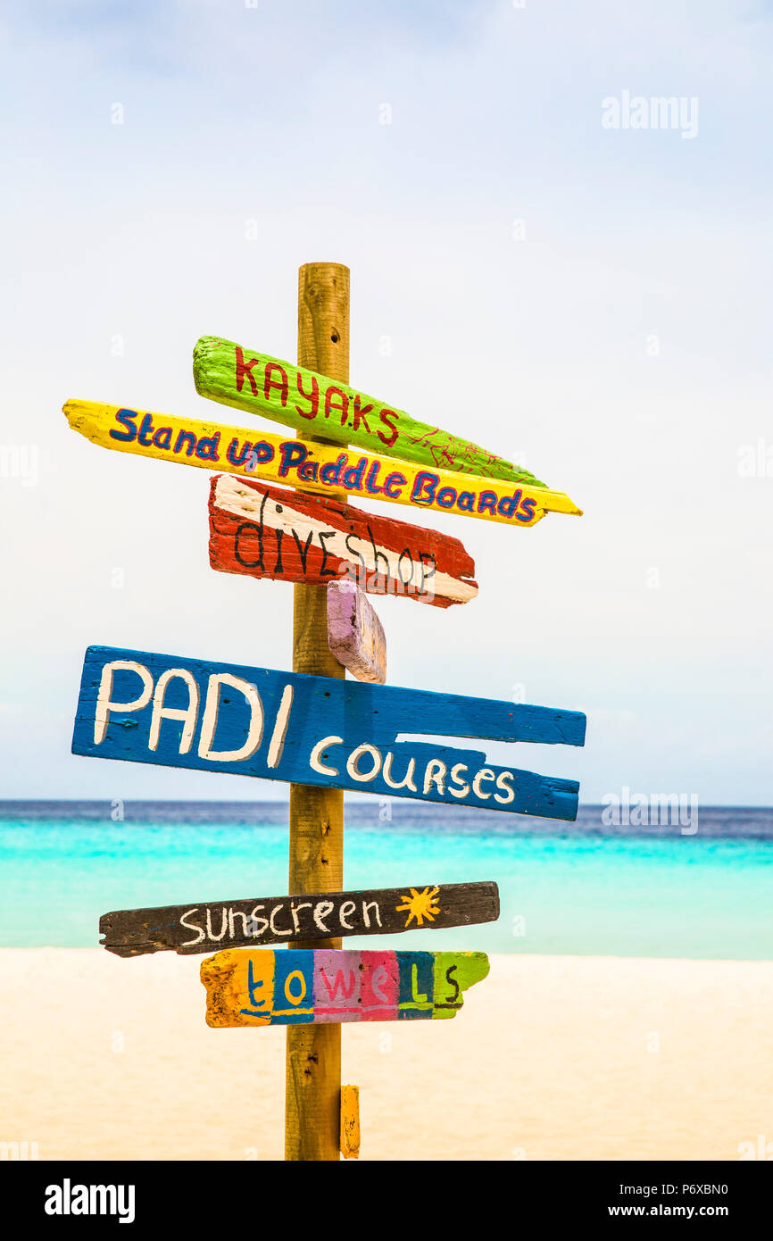 Curacao, Cas Abou Beach, Zeichen Stockfoto