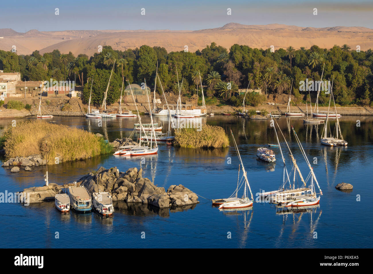 Ägypten, Oberägypten, Assuan, Blick auf den Nil Stockfoto