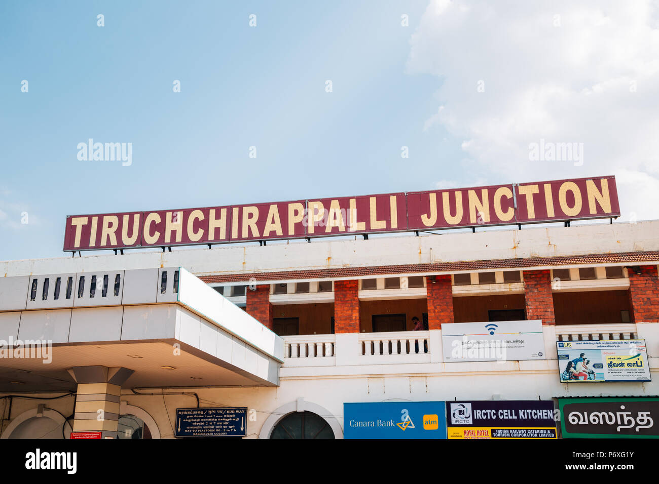 Tiruchirapalli, Indien - Januar 3, 2018: Tiruchchirappalli junction railway station Stockfoto