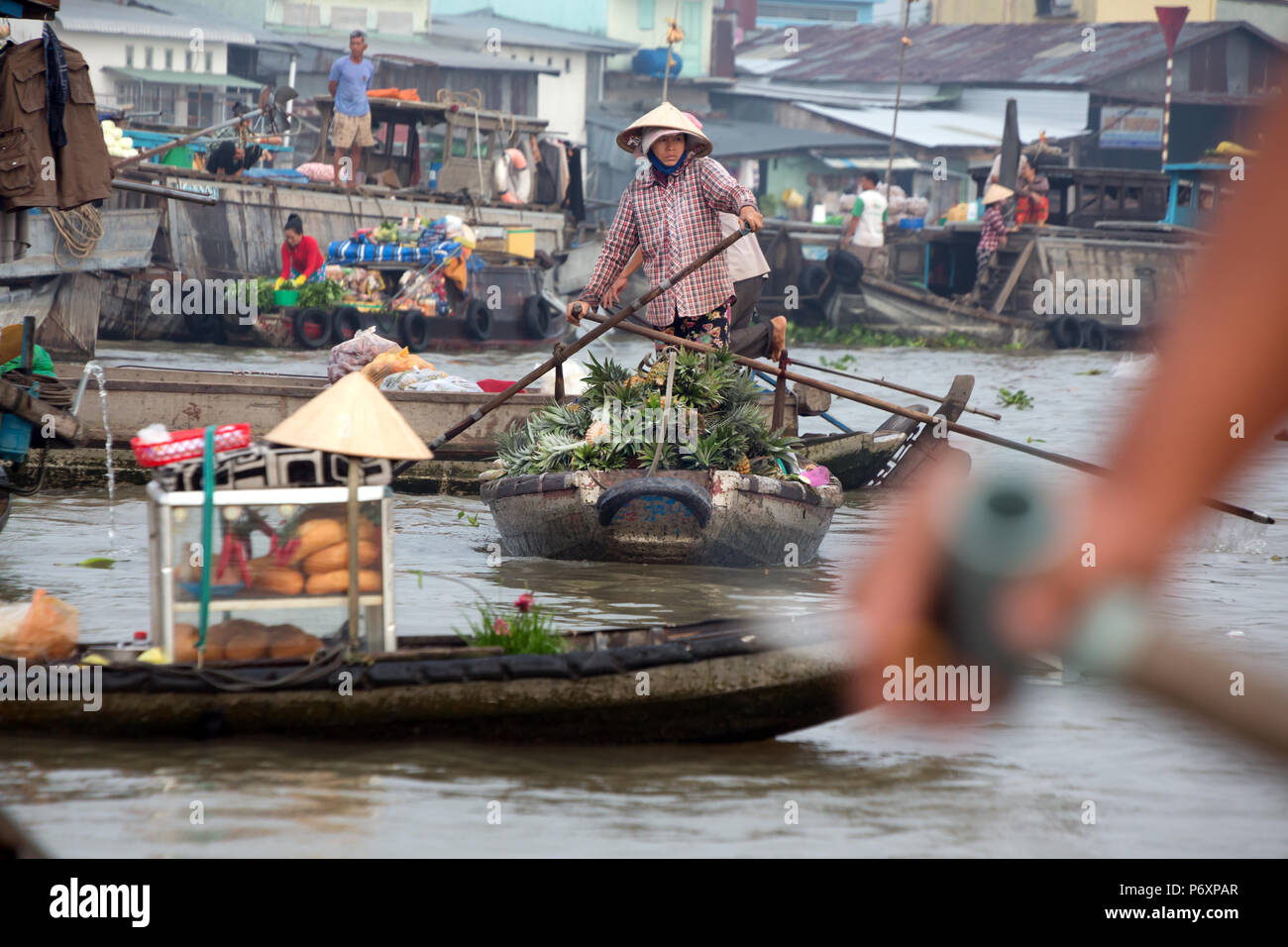 Phong Dien Schwimmender Markt in Can Tho Vietnam Stockfoto