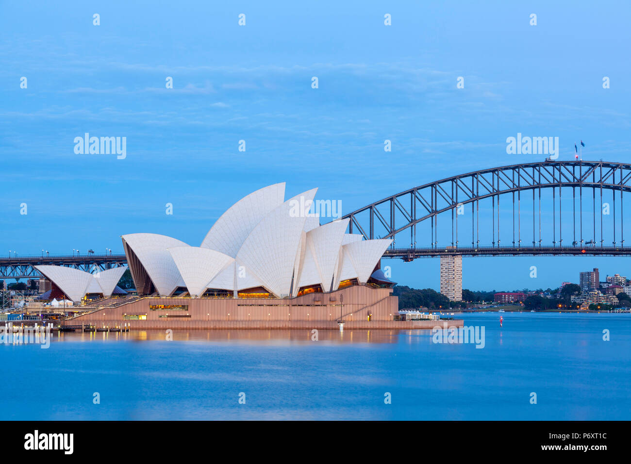 Sydney Opera House und die Harbour Bridge, Darling Harbour, Sydney, New South Wales, Australien Stockfoto