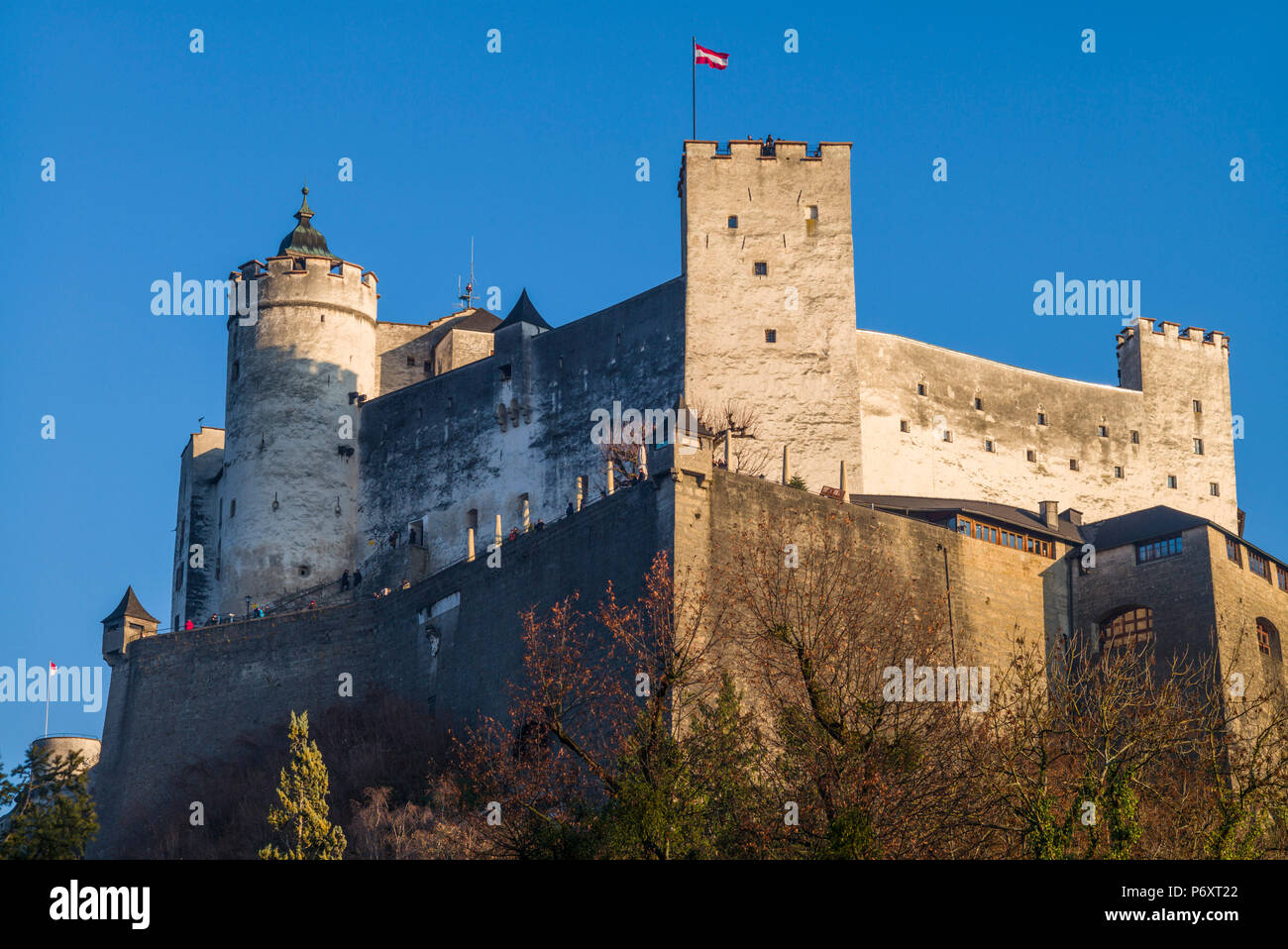 Österreich, Salzburger Land, Salzburg, Festung Hohensalzburg Schloss, Dämmerung Stockfoto