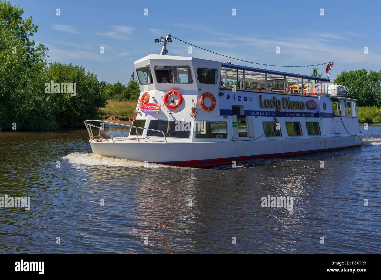 River Cruise Boot in das Lady Diana auf dem Fluss Dee Chester, Cheshire, North West England Stockfoto