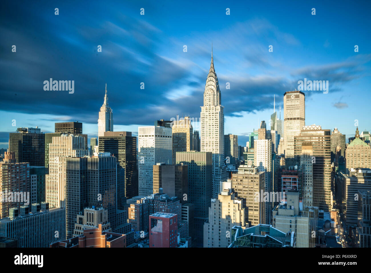 Empire State Building und Chysler Gebäude, Midtown Manhattan, New York City, USA Stockfoto