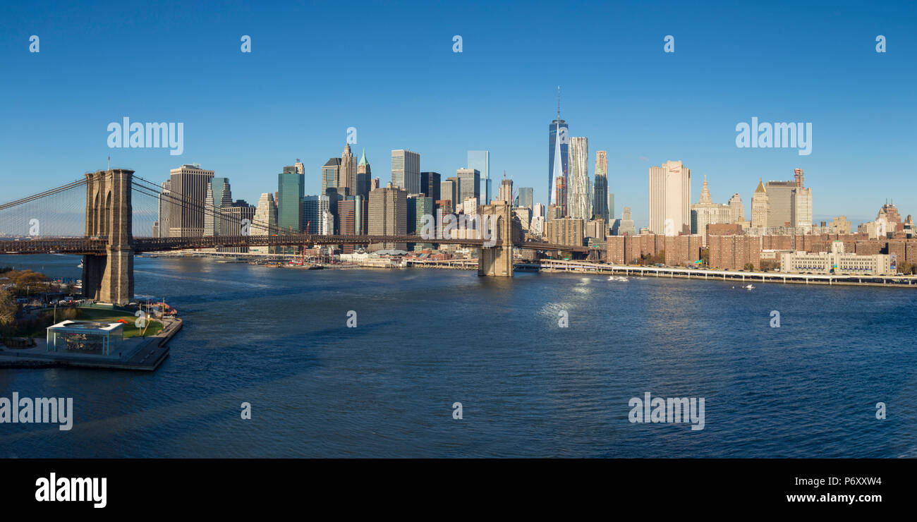 Brooklyn Bridge und Manhattan, New York City, USA Stockfoto